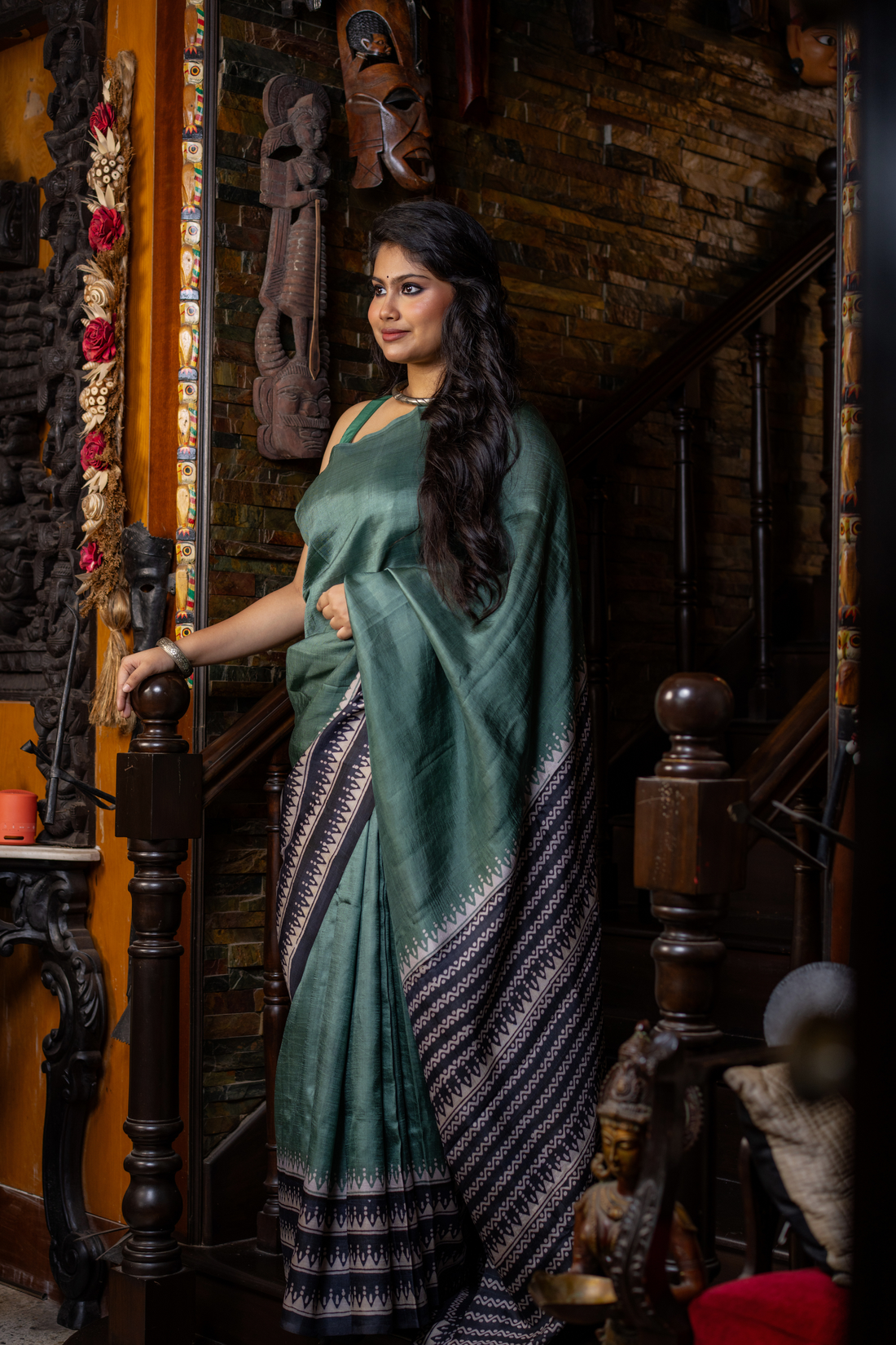 Emerald Whisper Handwoven Silk Saree — A Harmony of Subtle Elegance