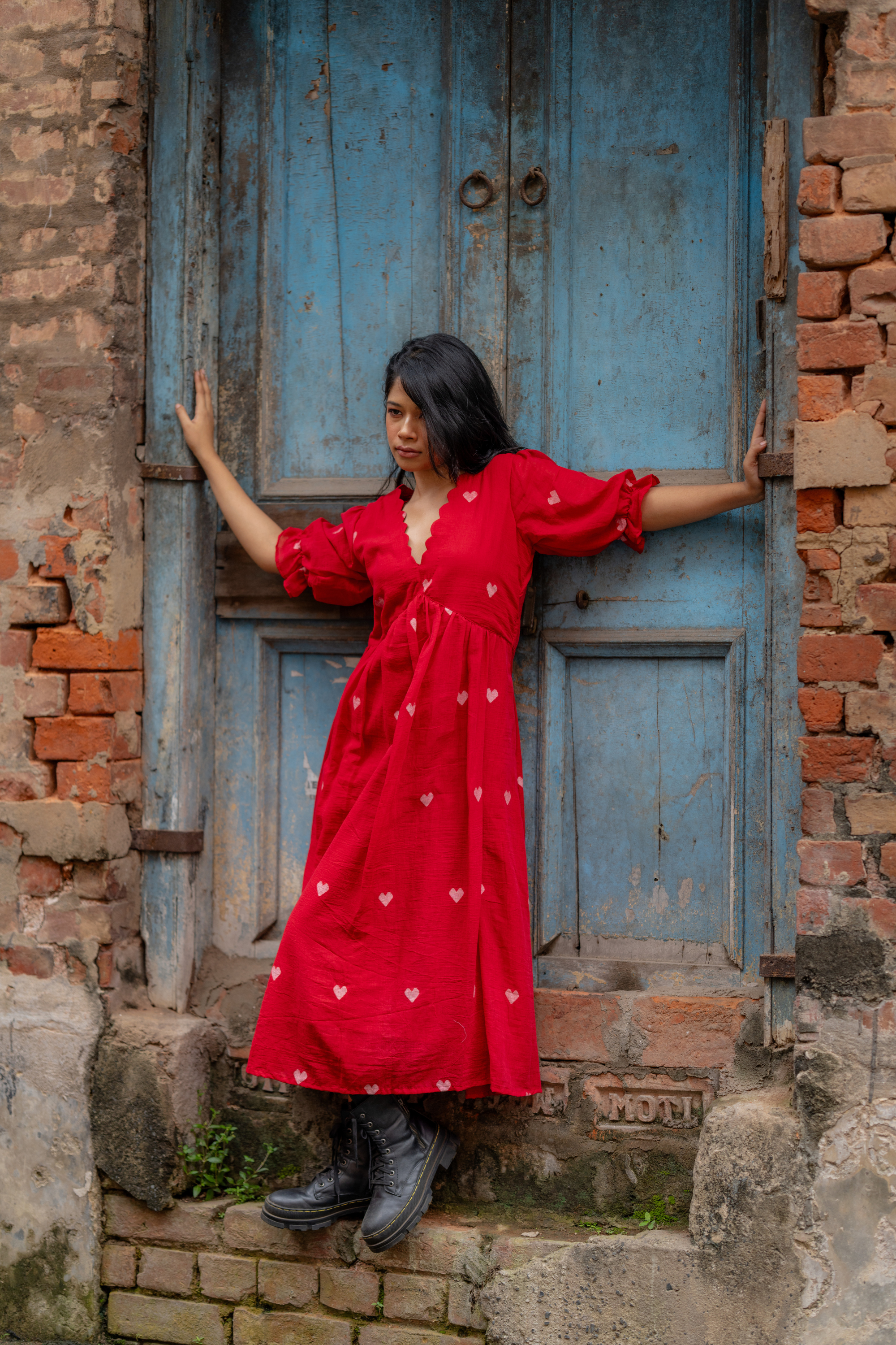Crimson Heartflow Dress: The Playful Romance of Everyday Style