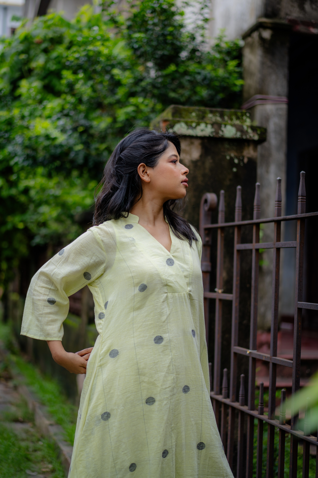 Misty Lime Cotton Dress: The Effortless Calm of Everyday Chic