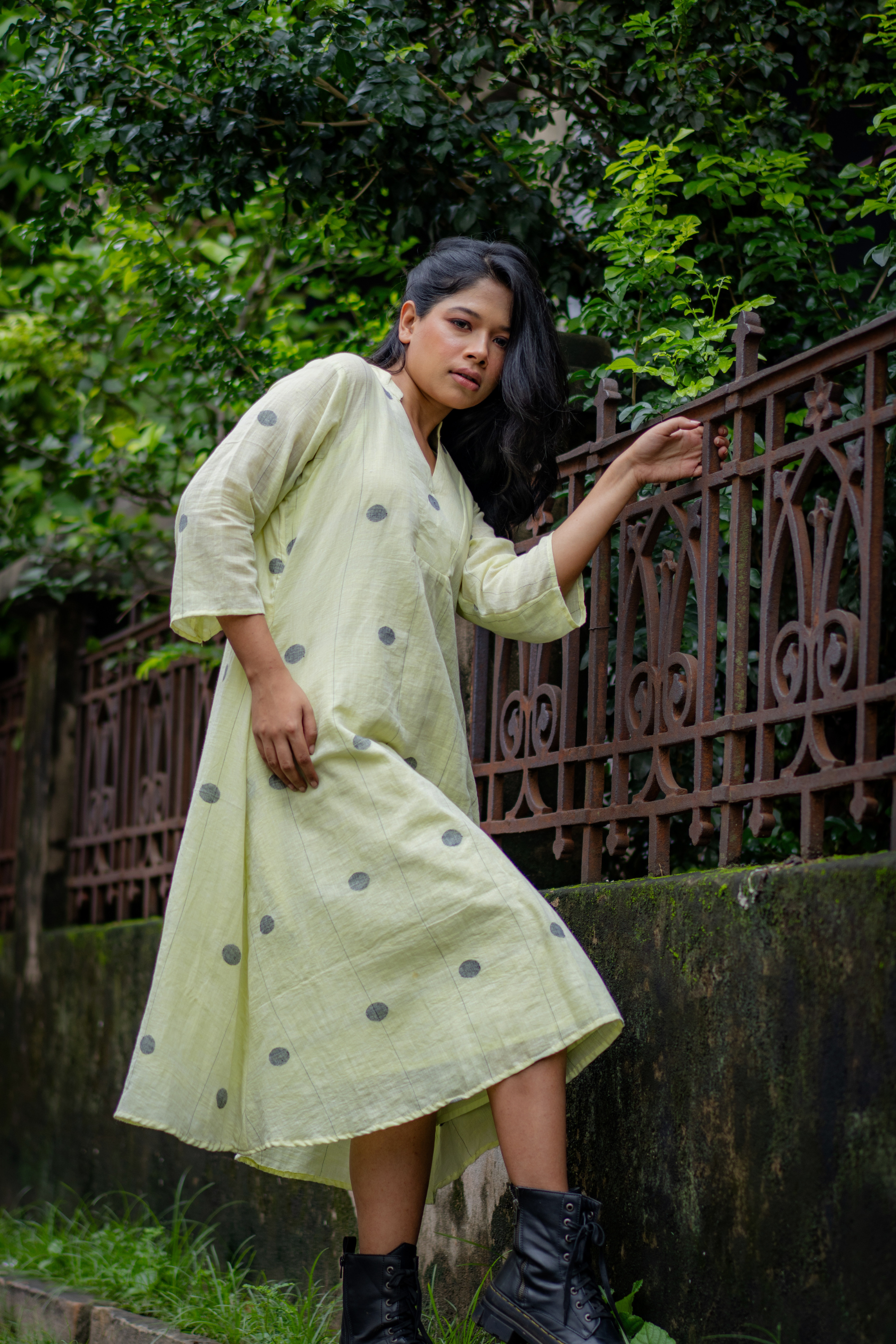 Misty Lime Cotton Dress: The Effortless Calm of Everyday Chic