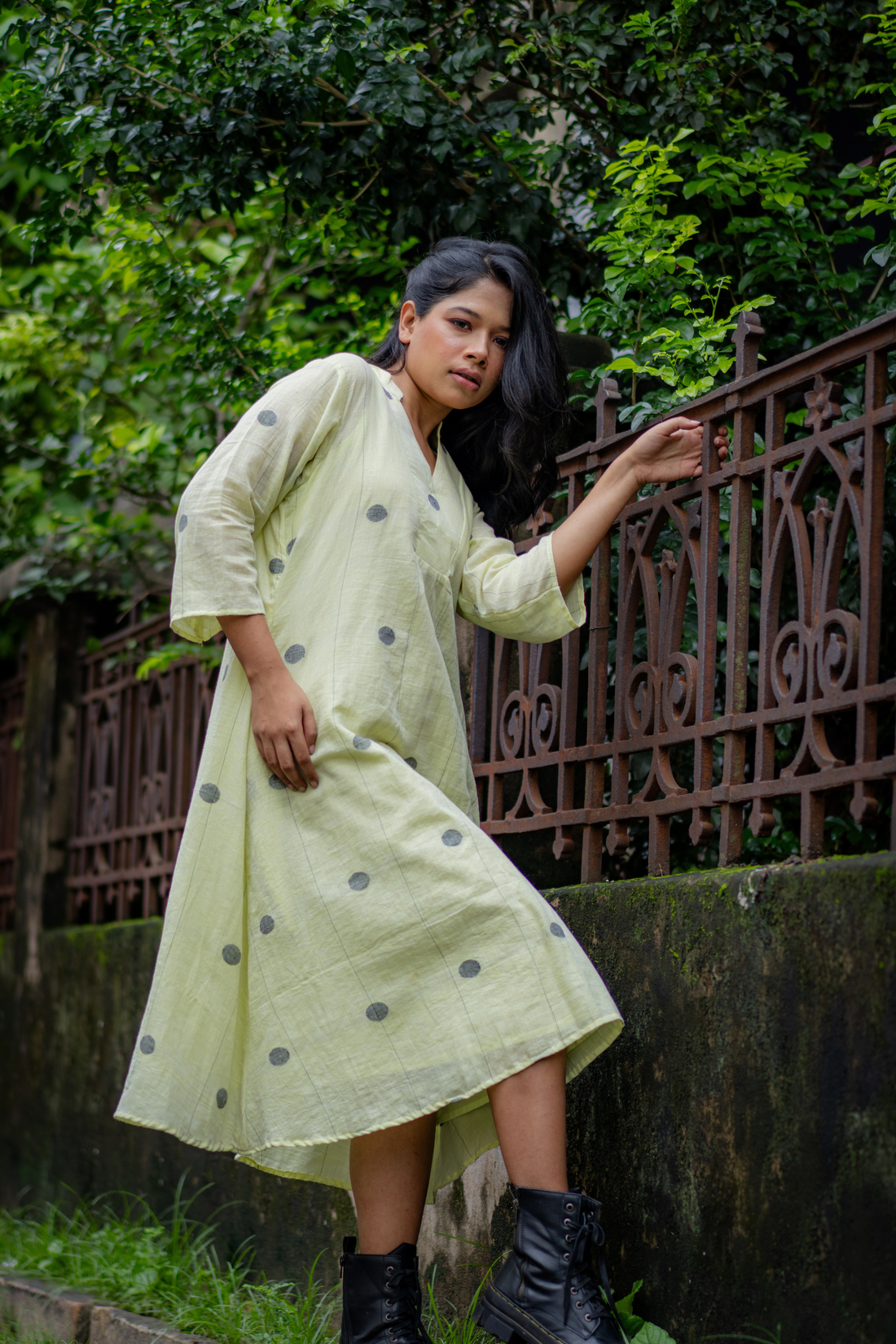 Misty Lime Cotton Dress: The Effortless Calm of Everyday Chic