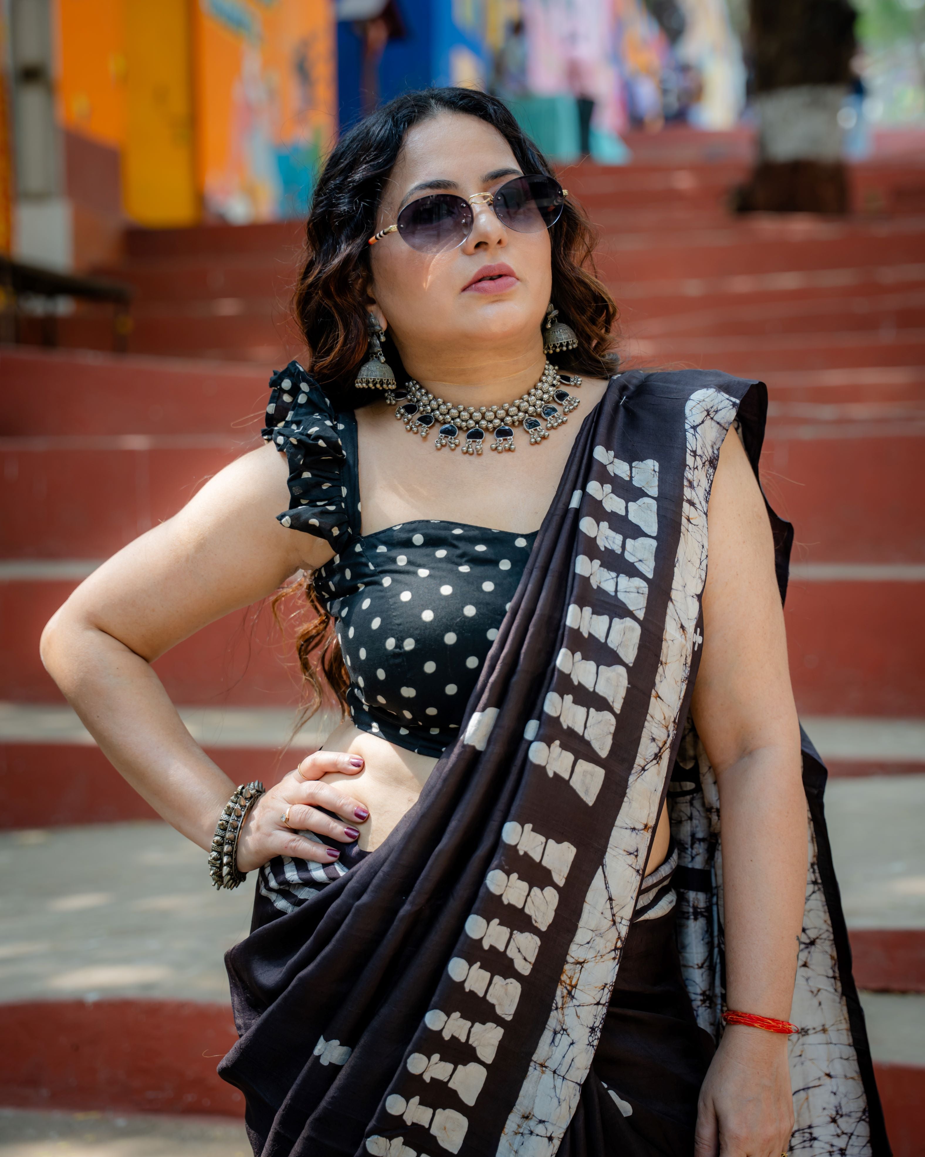Regal Chess Pure Silk Batik Saree