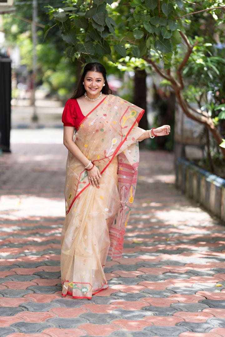 Maslin Needlework Jamdani Saree