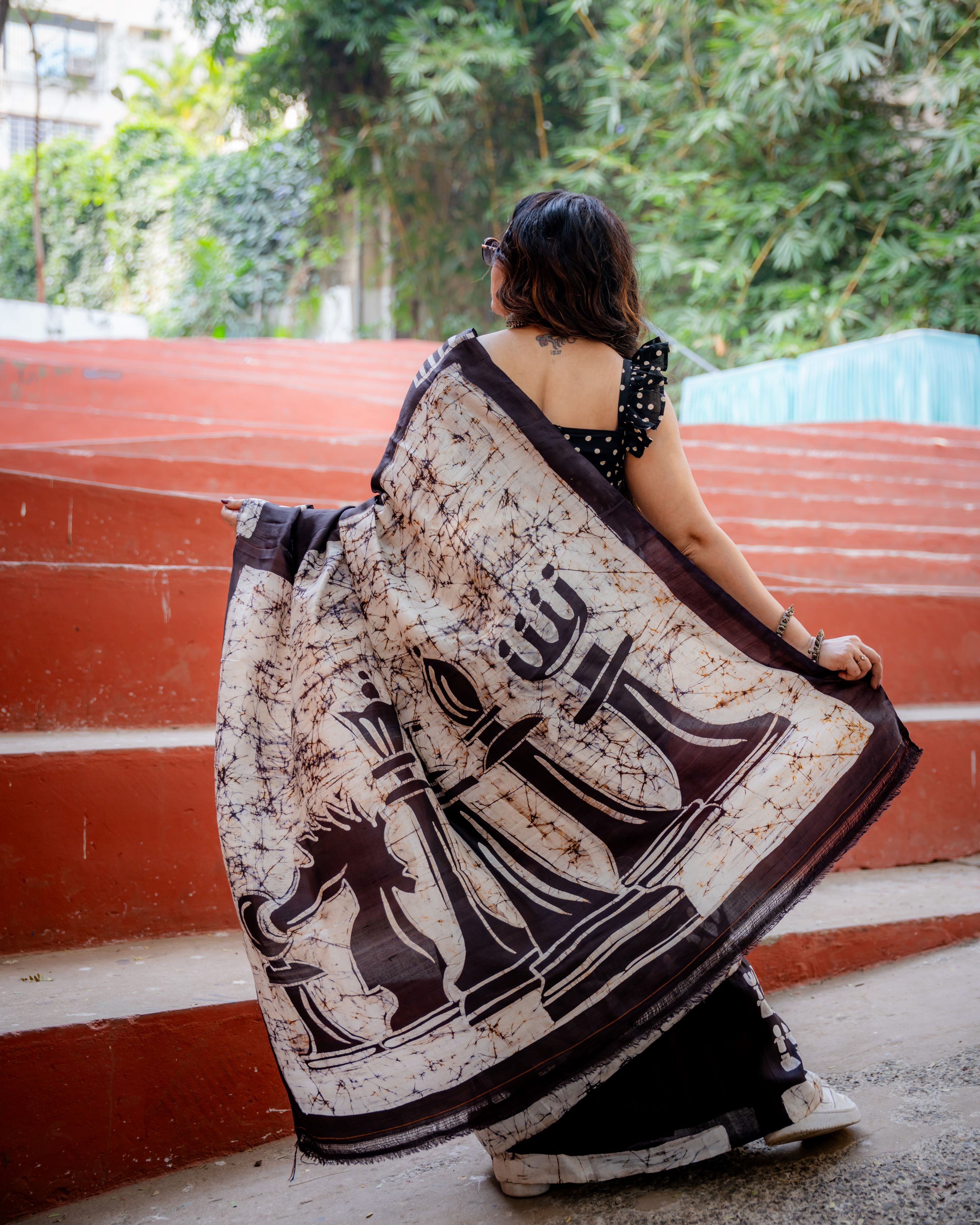 Regal Chess Pure Silk Batik Saree