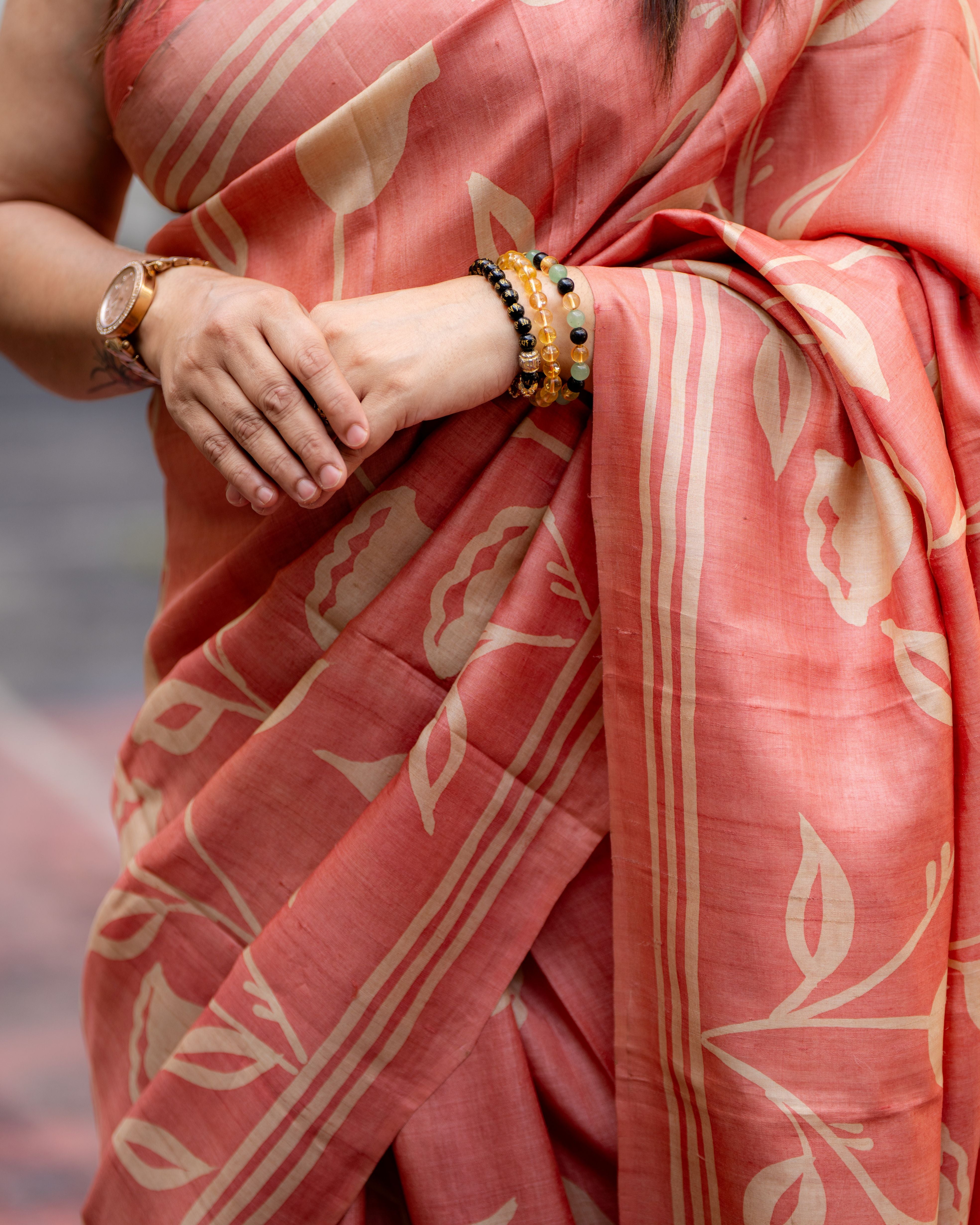 Arunima Handwax Tussar Silk Saree