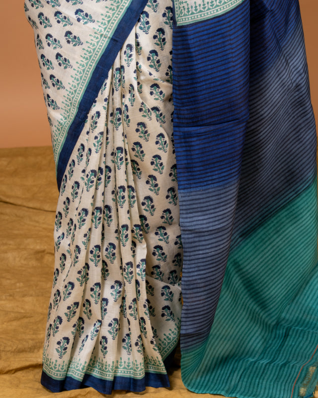 Royal Motif Pure Silk Block Print Saree