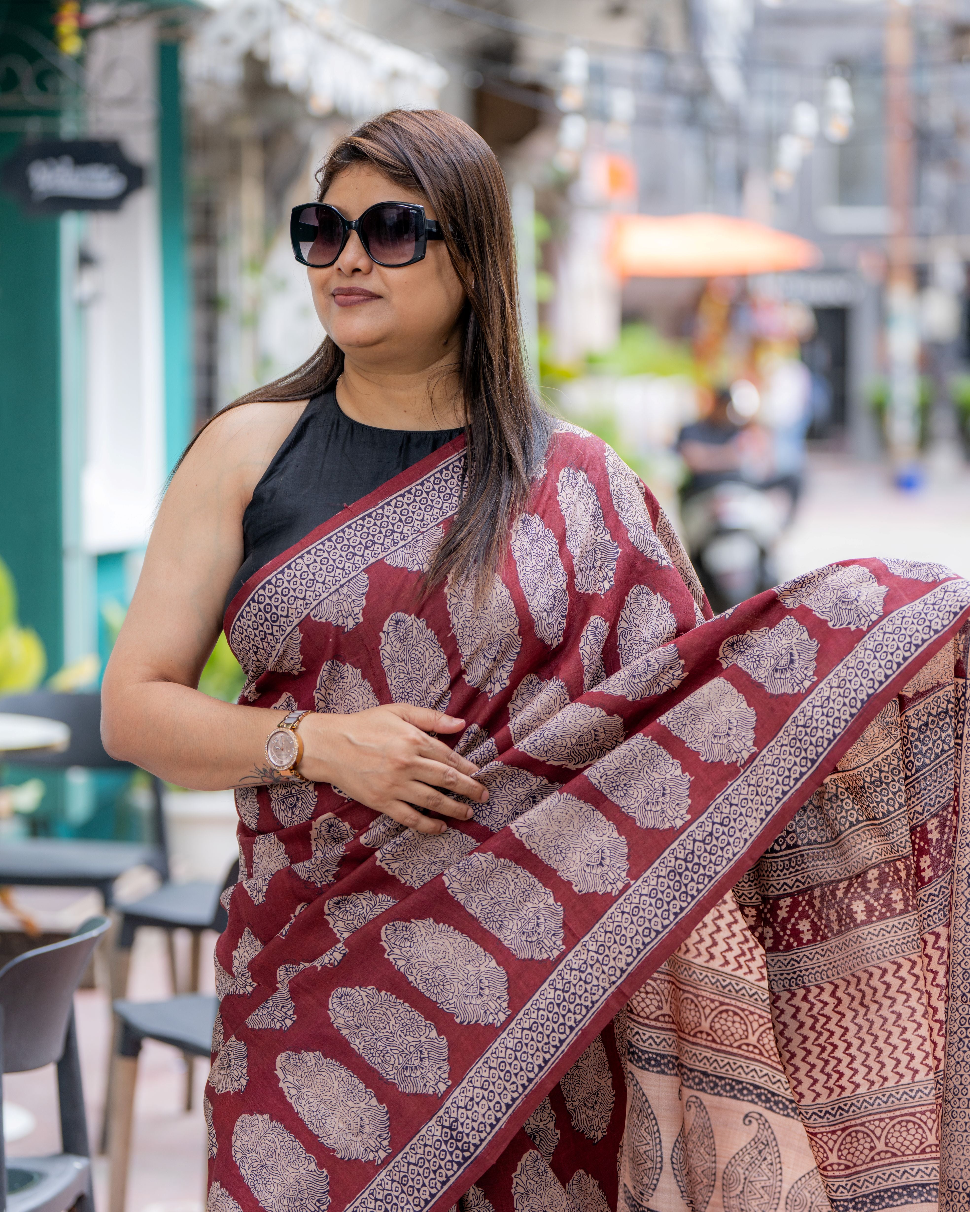 Royal Maroon Pure Tussar Bagh Saree