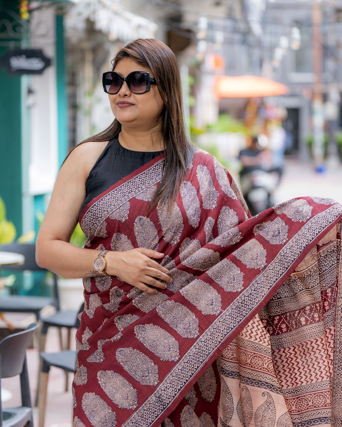 Royal Maroon Pure Tussar Bagh Saree