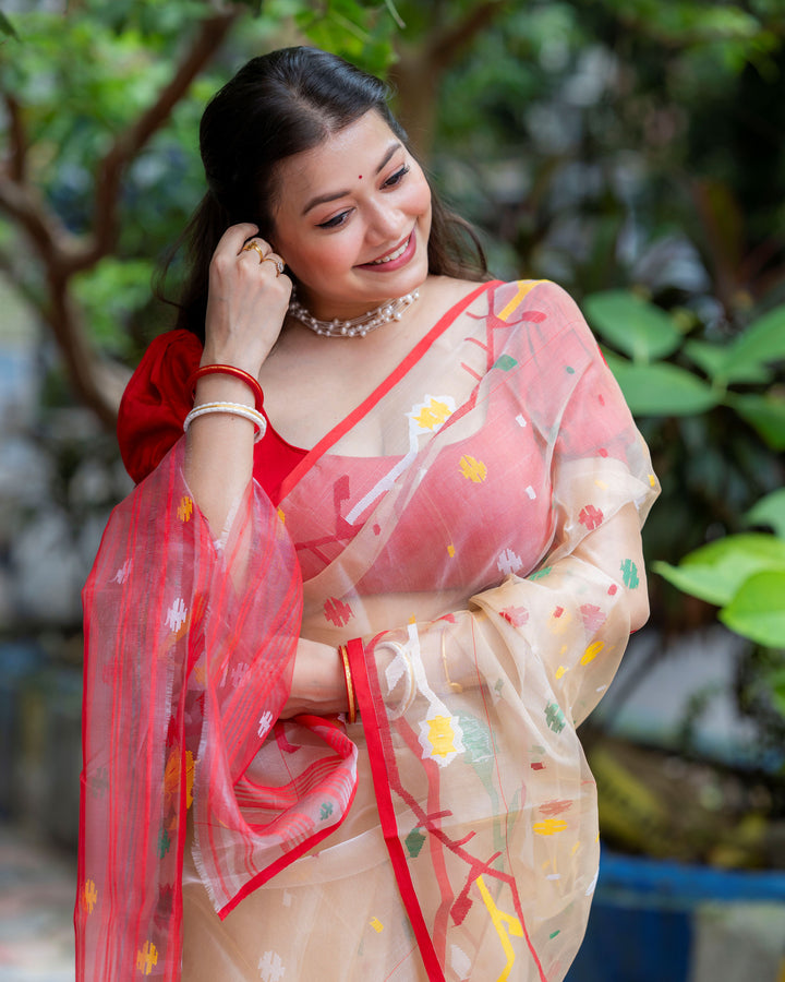 Maslin Needlework Jamdani Saree