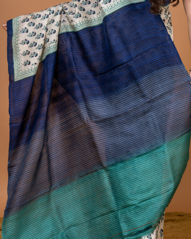 Royal Motif Pure Silk Block Print Saree
