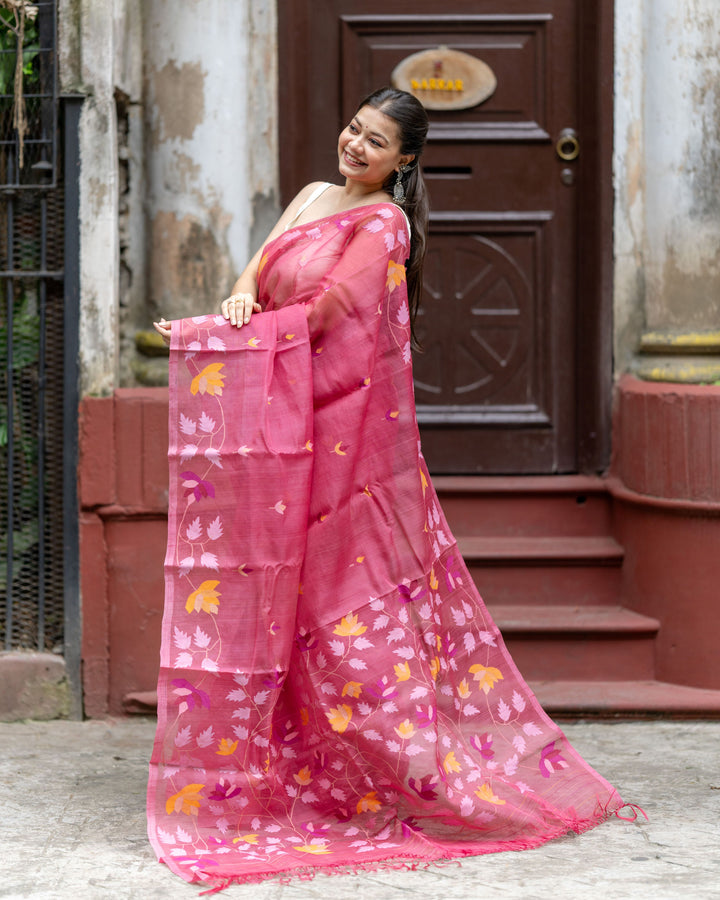 Pure Reshom Needlework Jamdani Saree