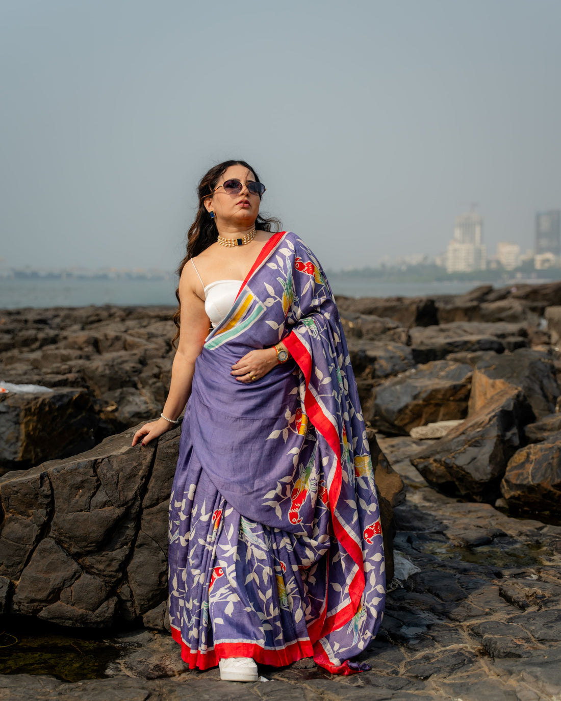 Lavender Parrot Pure Silk Batik Saree