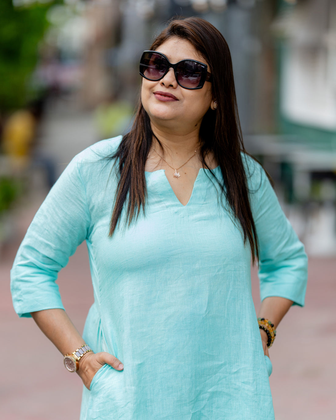 Aqua Mist Cotton Dress