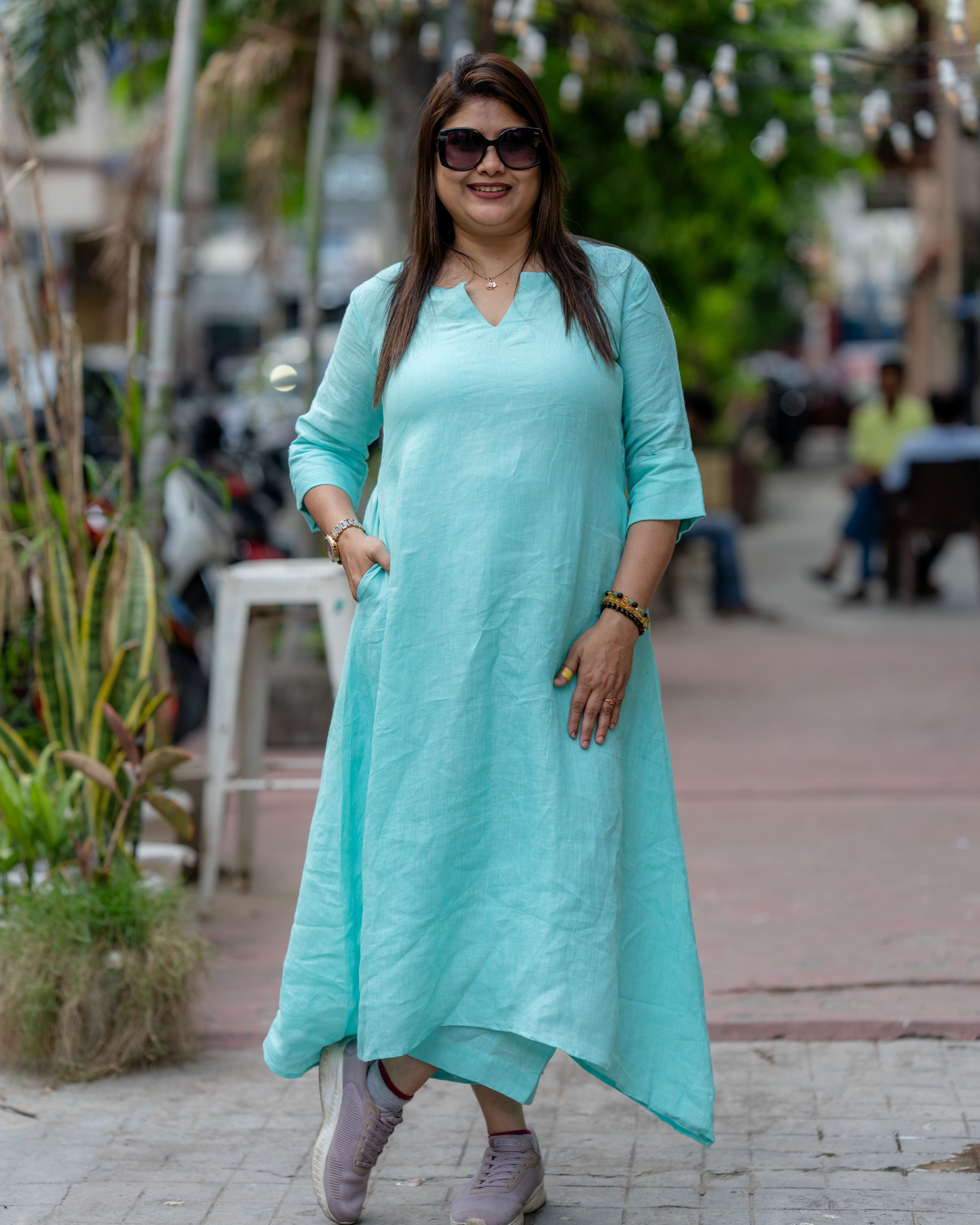 Aqua Mist Cotton Dress