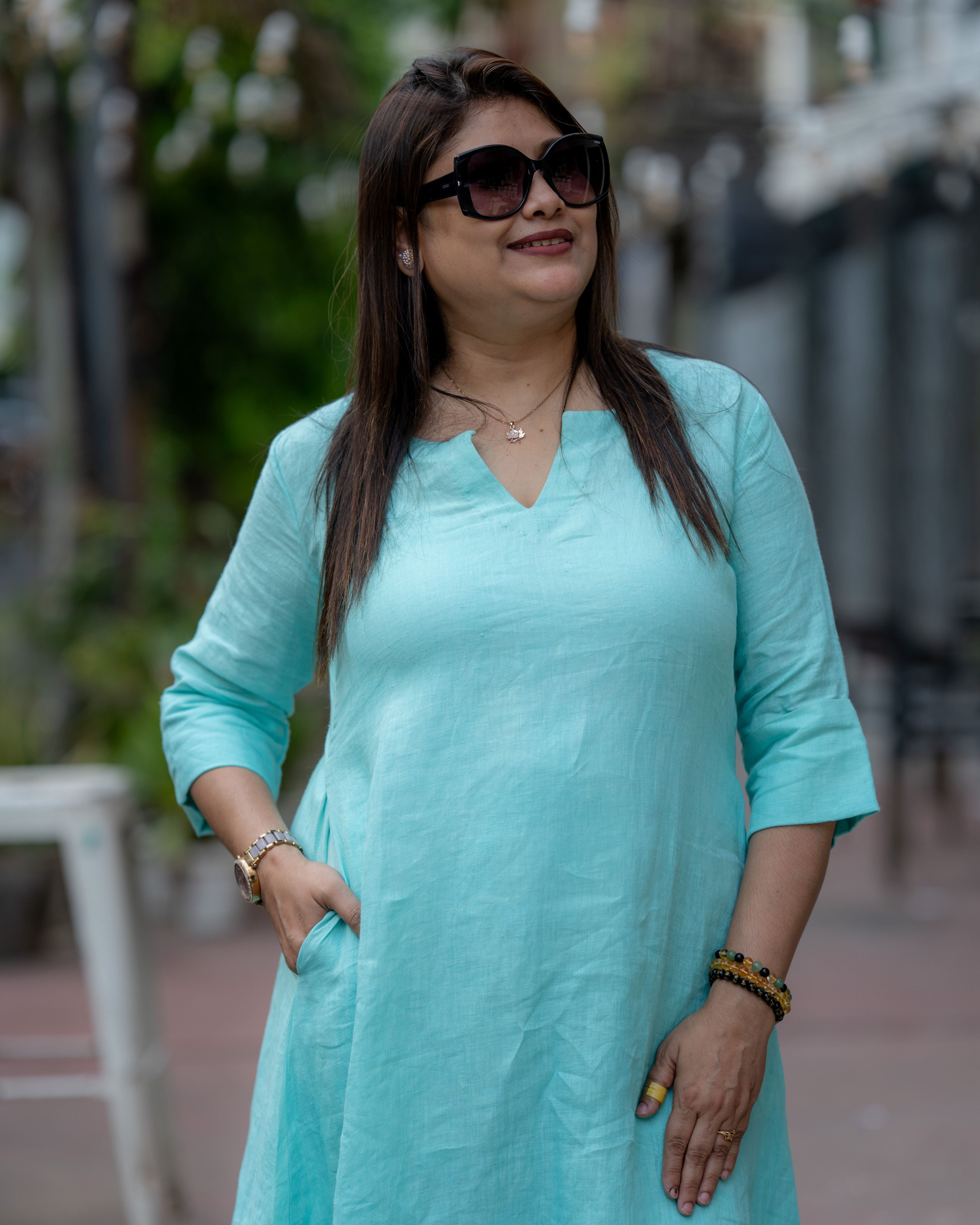 Aqua Mist Cotton Dress