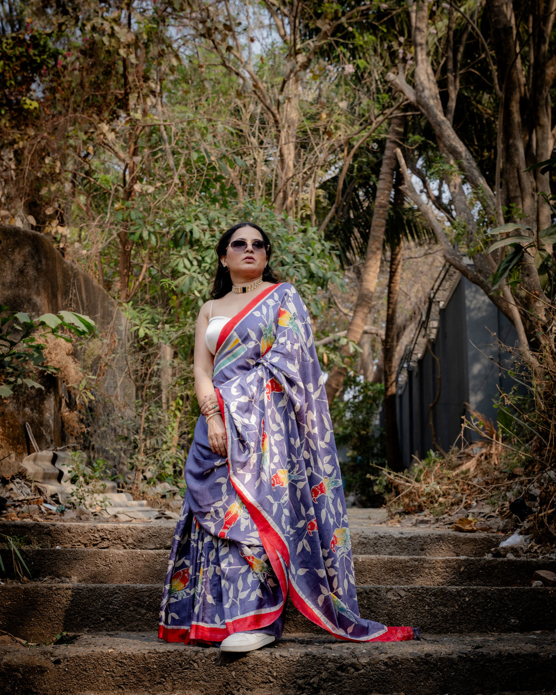 Lavender Parrot Pure Silk Batik Saree