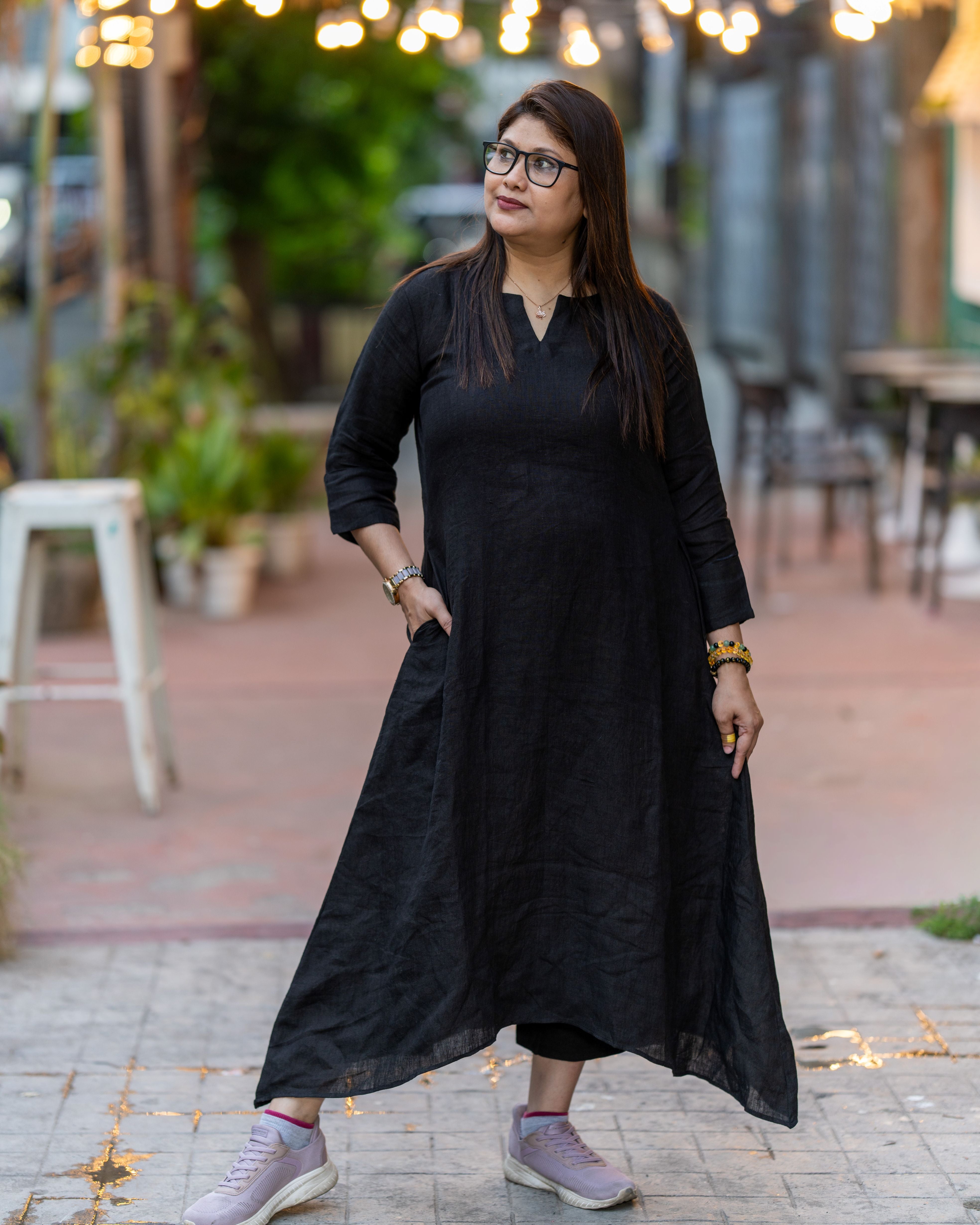 Midnight Flow Cotton Dress