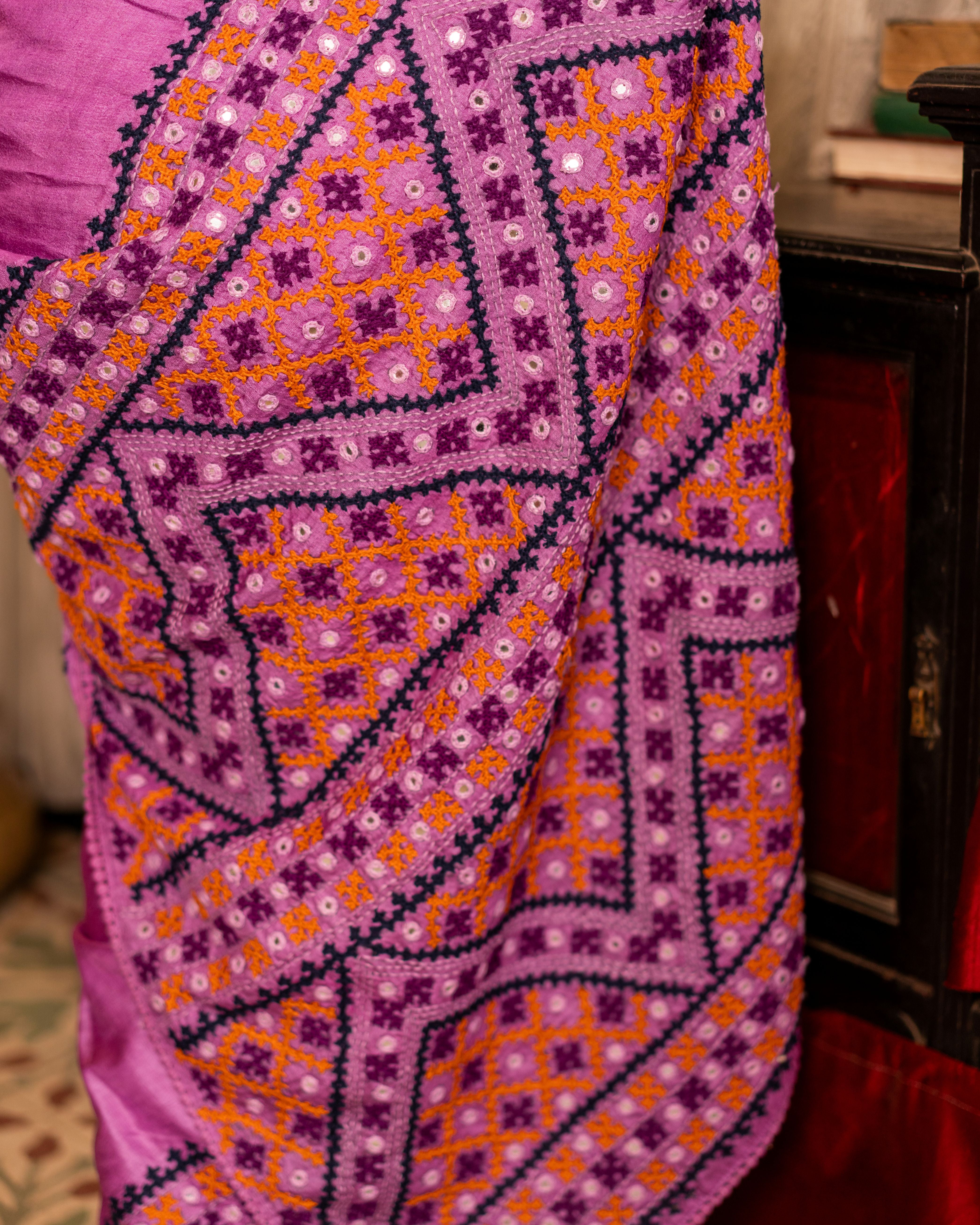 Pure Tussar Handwork Gujarati Stitched Saree