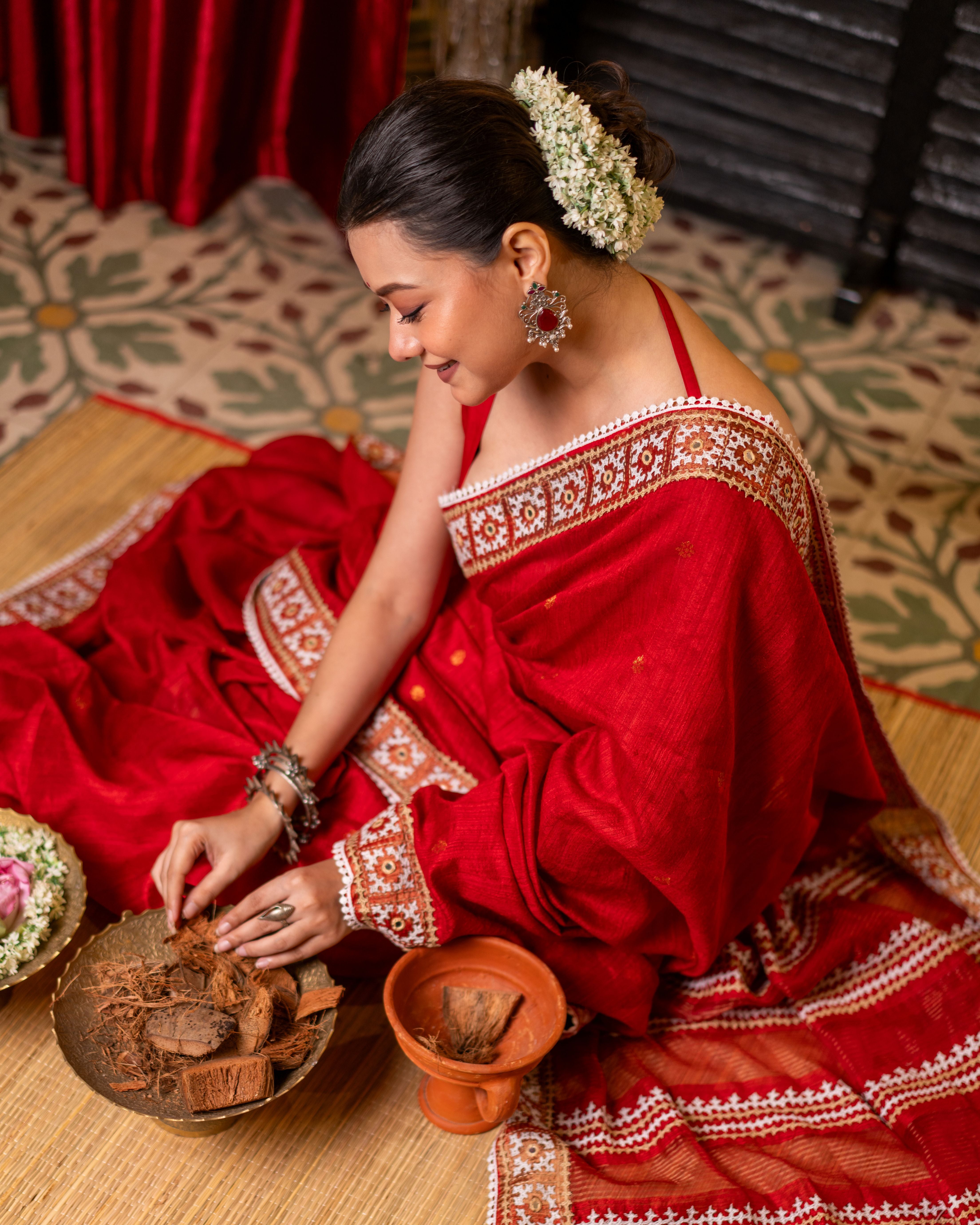 Matka Handwoven Jamdani Saree
