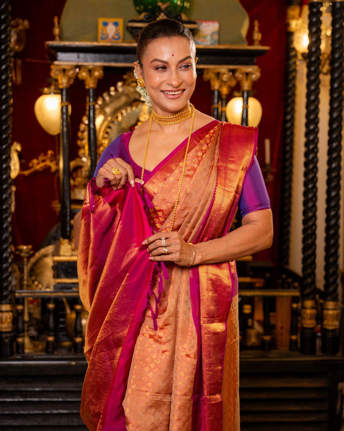The Maharani Pure Silk Handwoven Gadwal Saree