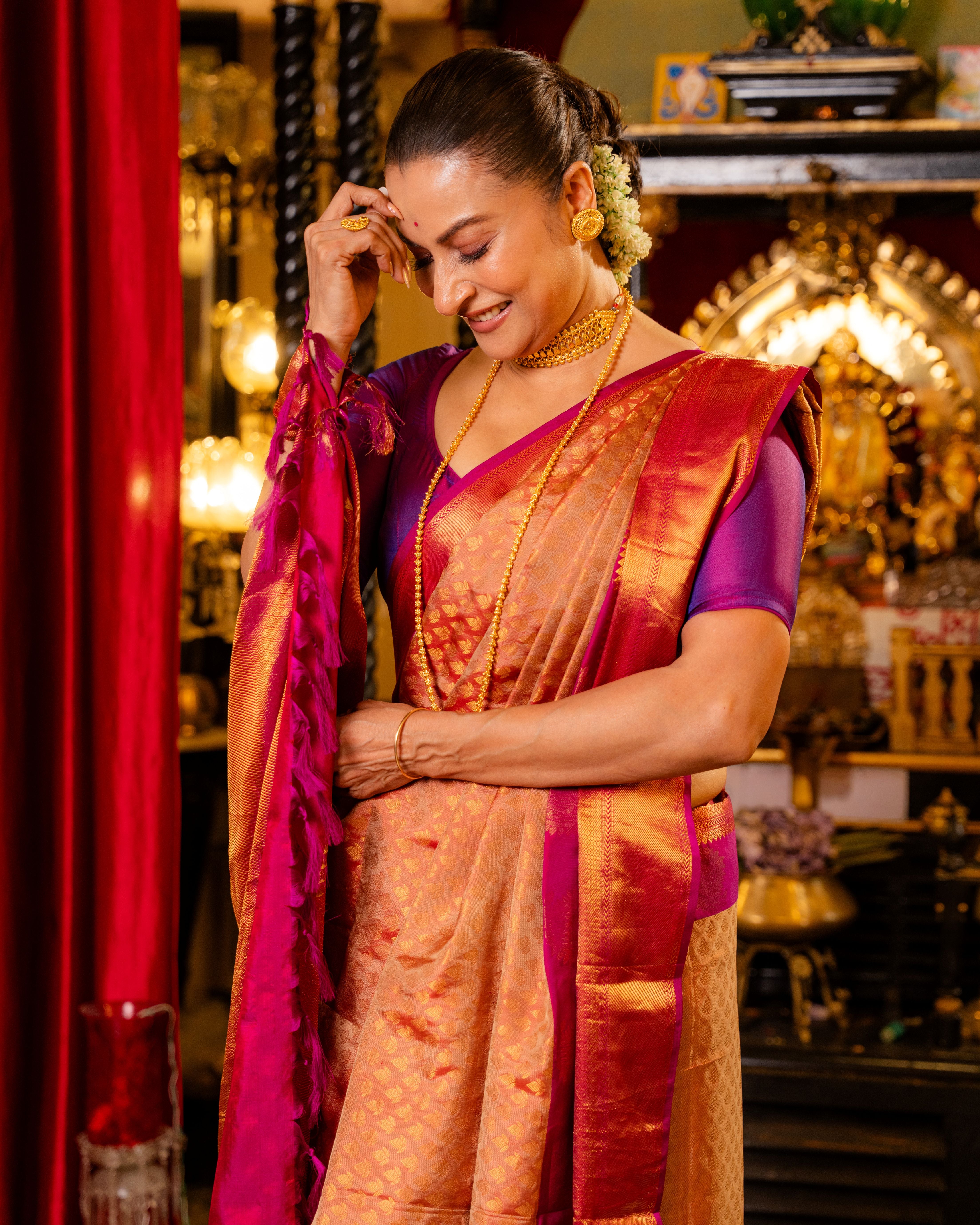 The Maharani Pure Silk Handwoven Gadwal Saree