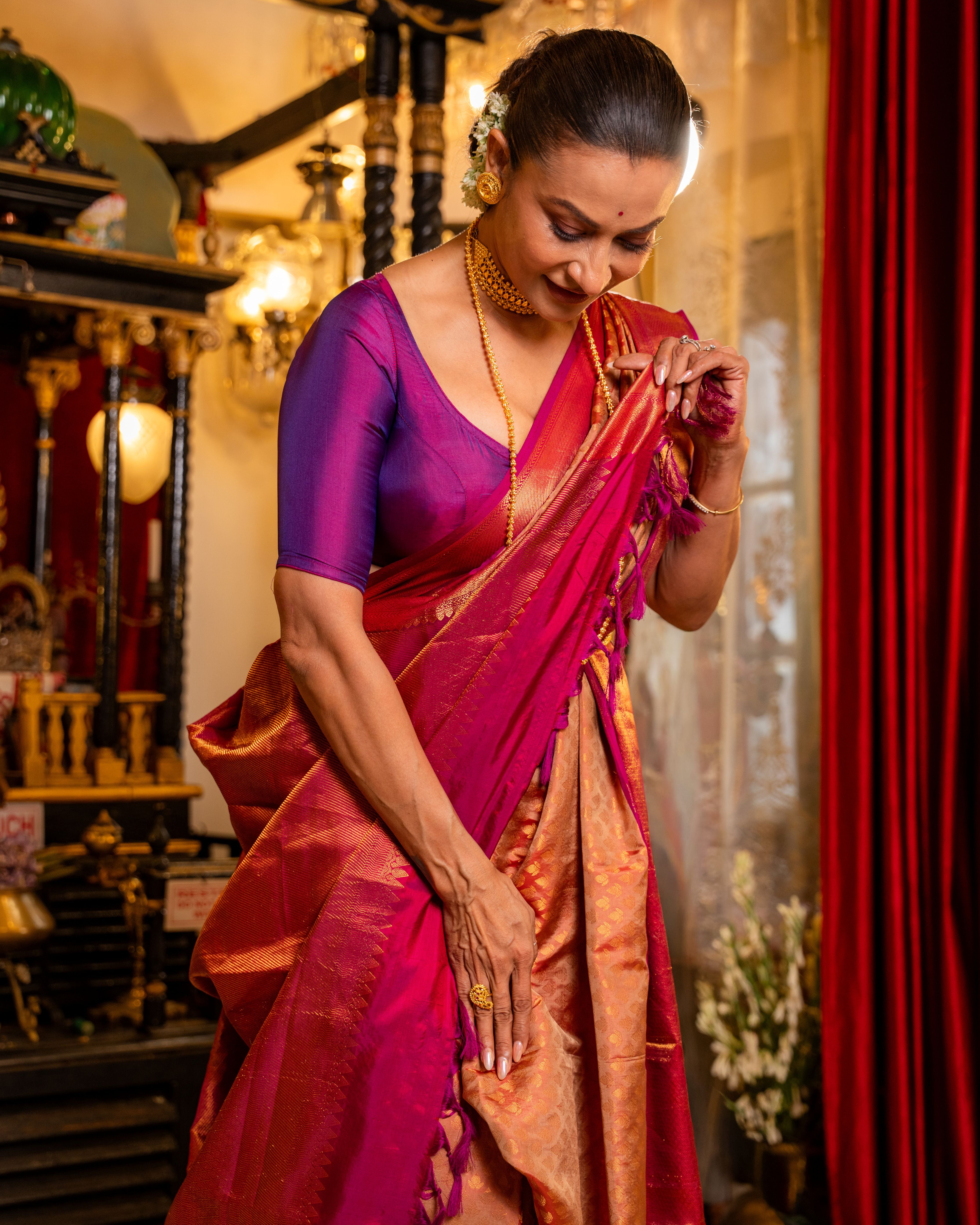 The Maharani Pure Silk Handwoven Gadwal Saree