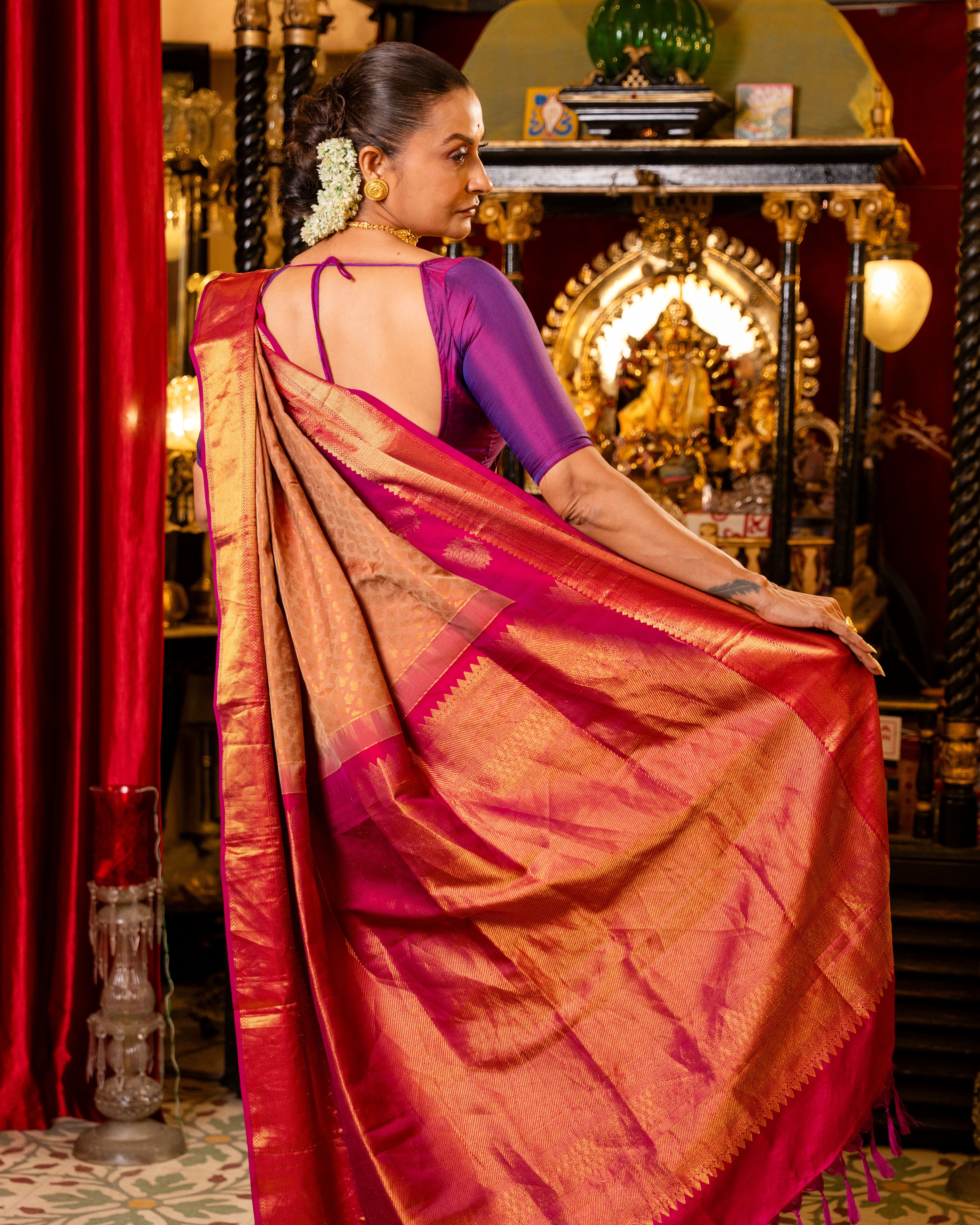 The Maharani Pure Silk Handwoven Gadwal Saree