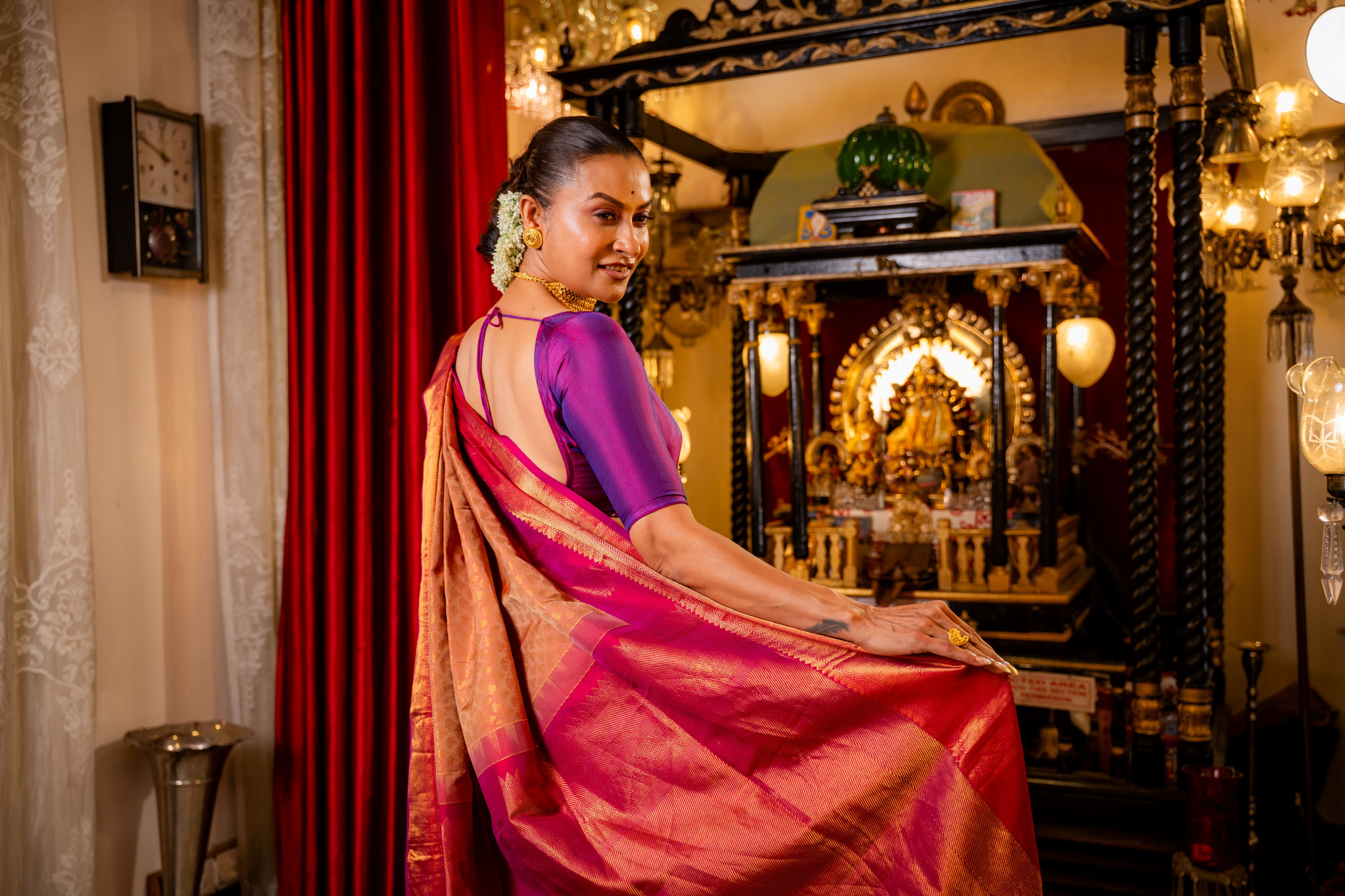 The Maharani Pure Silk Handwoven Gadwal Saree