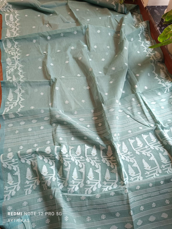 Neel Tara Handwoven Needlework Jamdani Cotton Saree