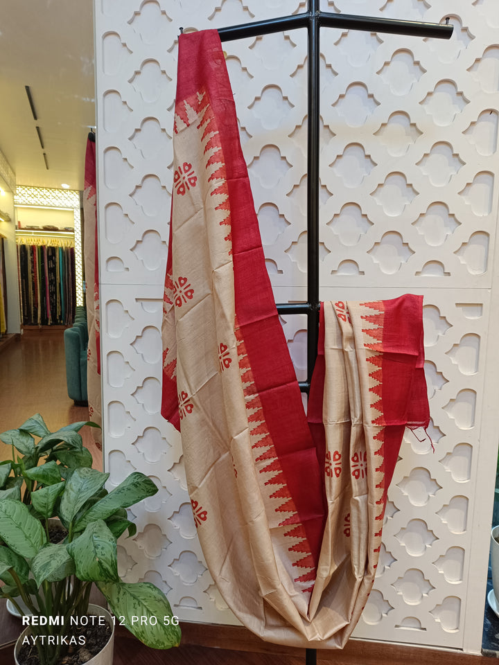Crimson Heritage Handblock Tussar Dupatta