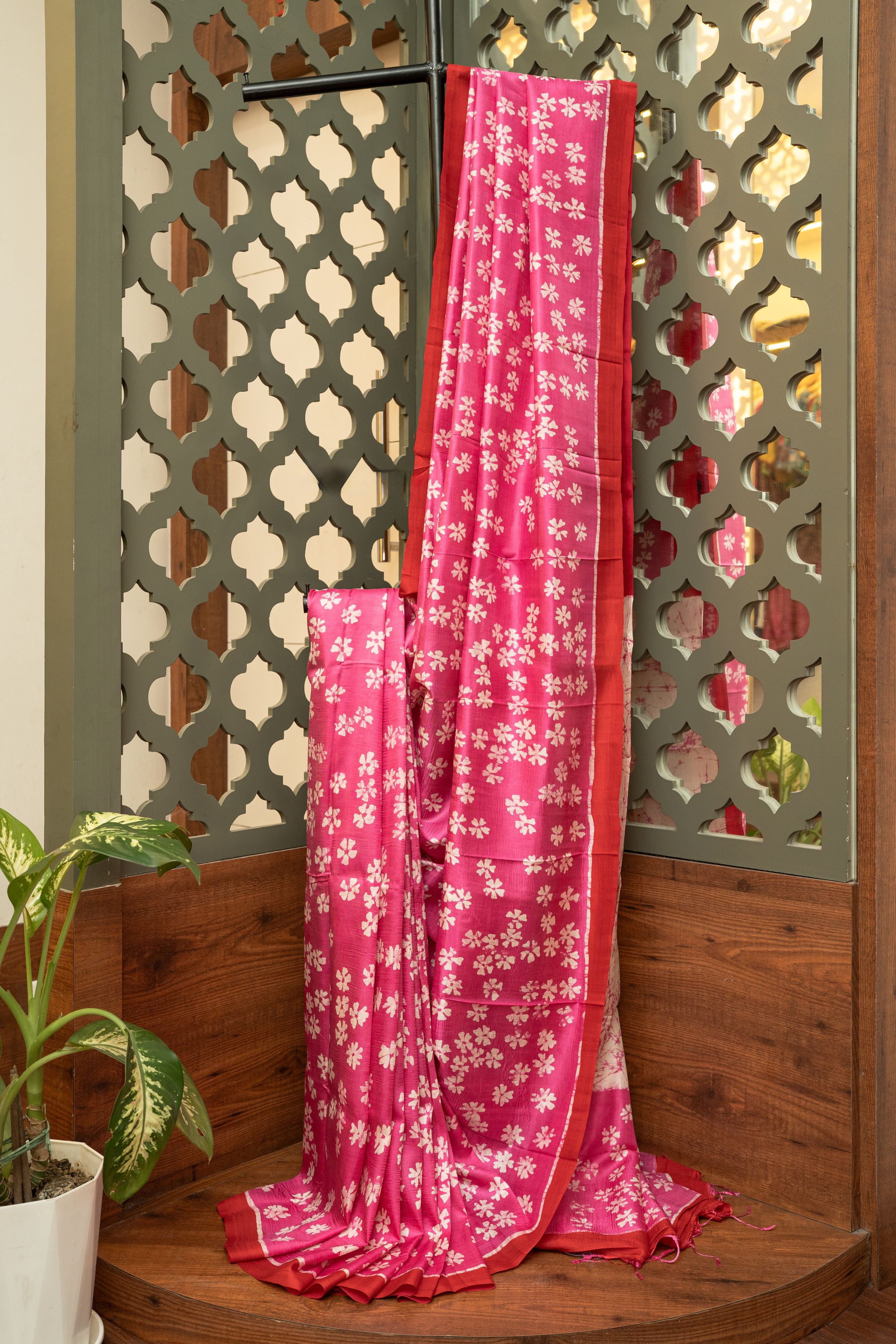 Siuli Blossom Pure Katan Silk Batik Saree