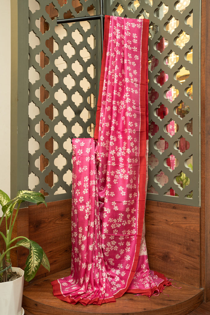 Siuli Blossom Pure Katan Silk Batik Saree