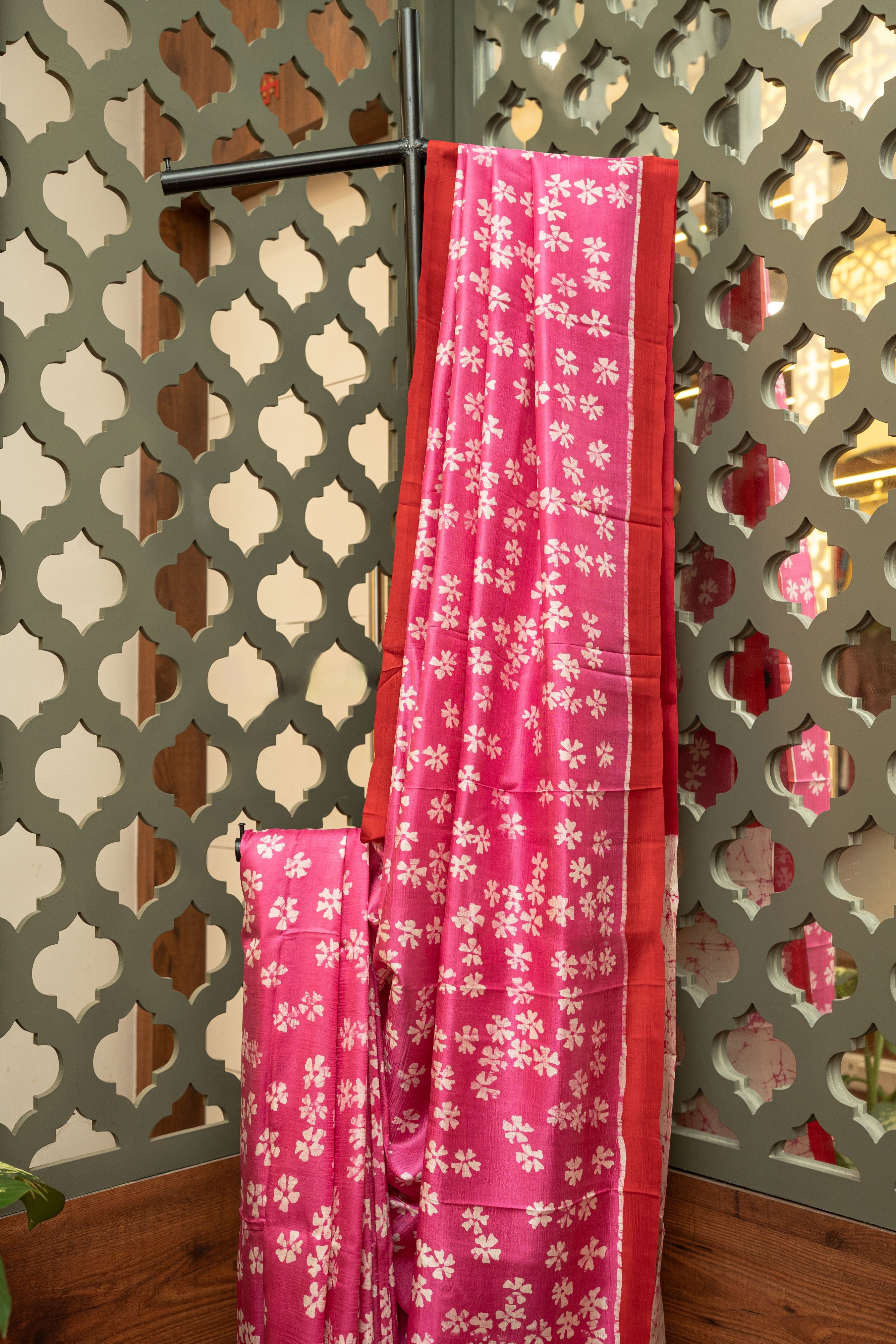 Siuli Blossom Pure Katan Silk Batik Saree