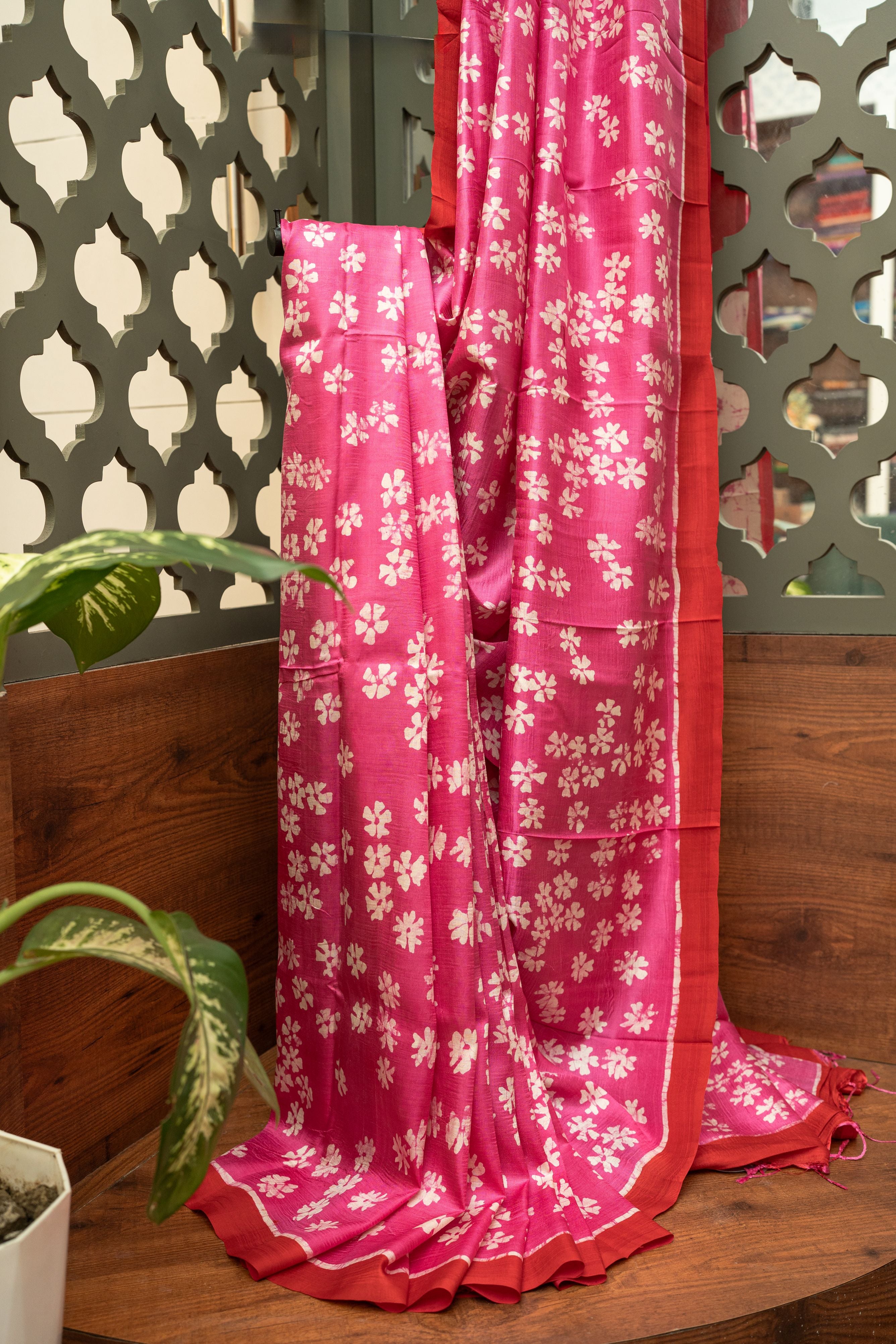 Siuli Blossom Pure Katan Silk Batik Saree