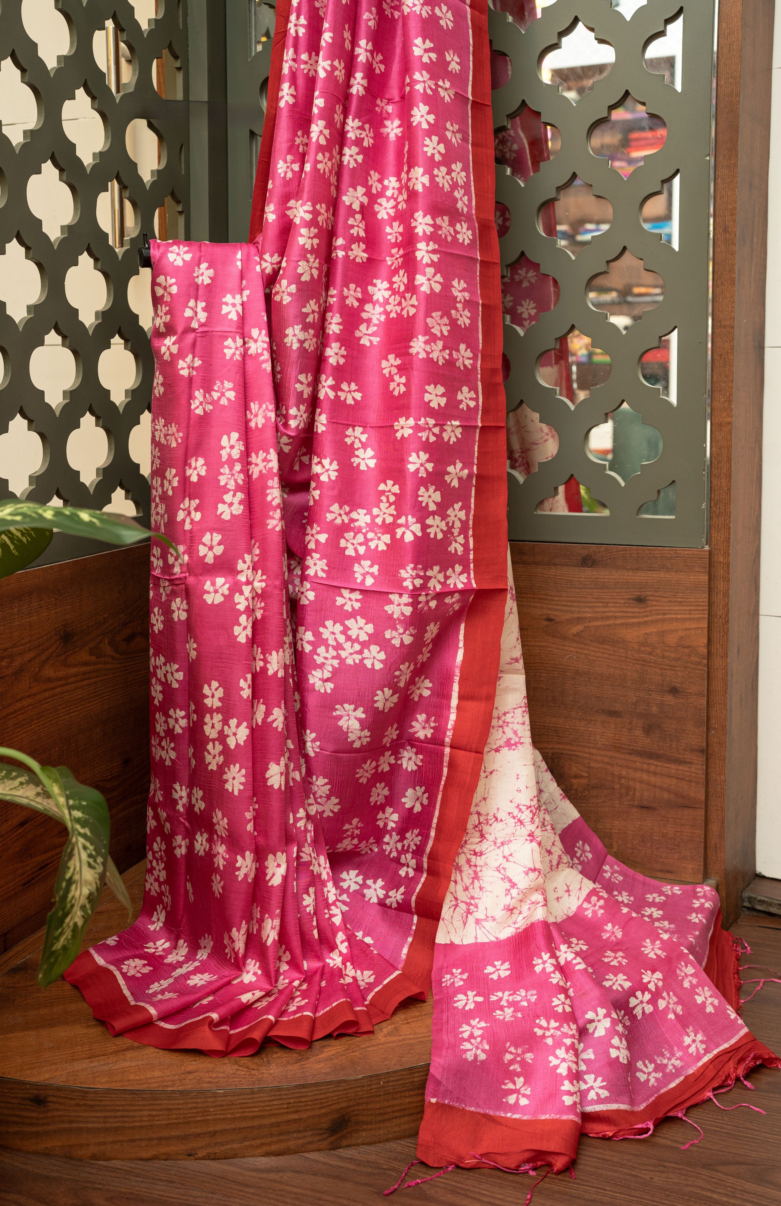 Siuli Blossom Pure Katan Silk Batik Saree
