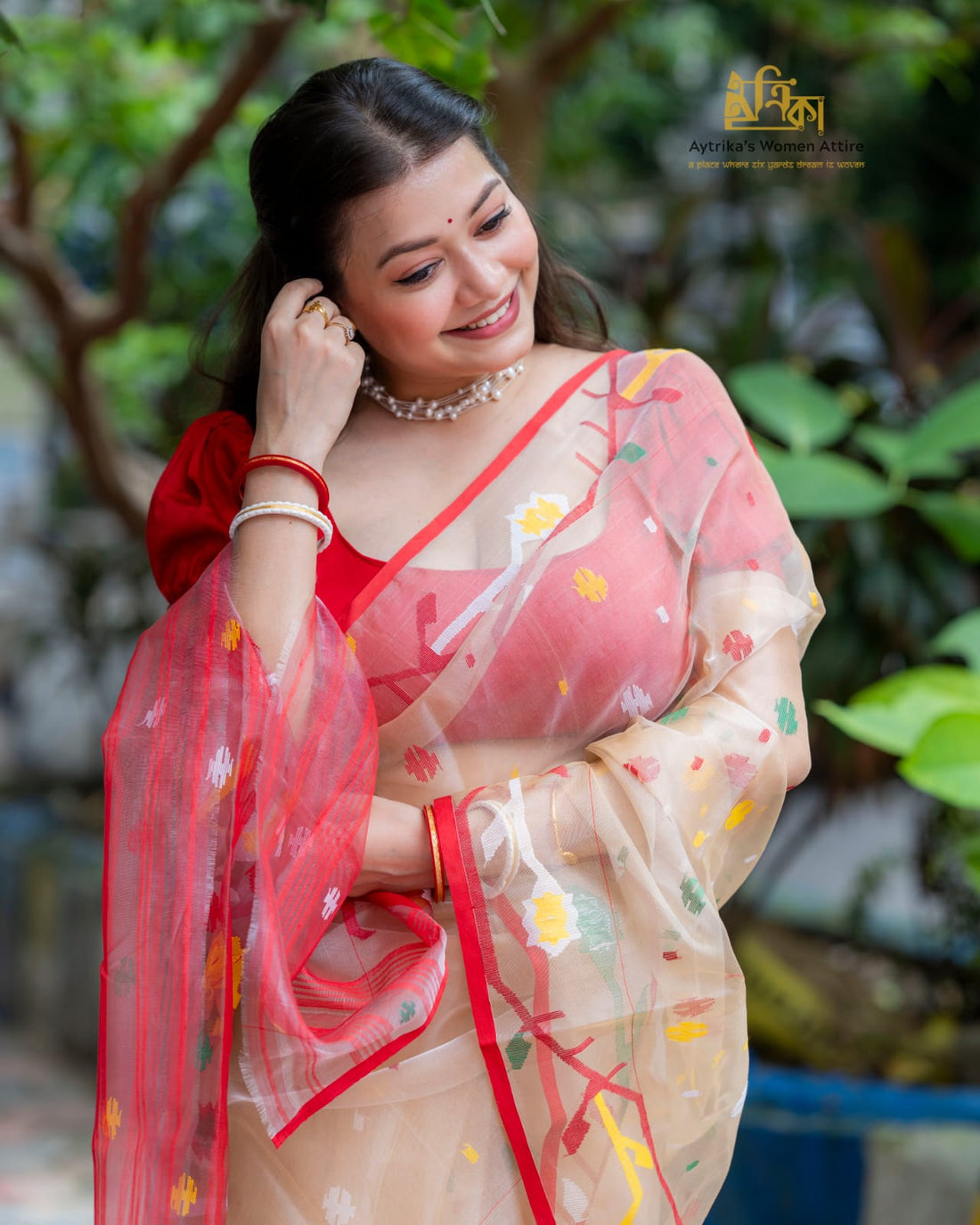 Maslin Needlework Jamdani Saree