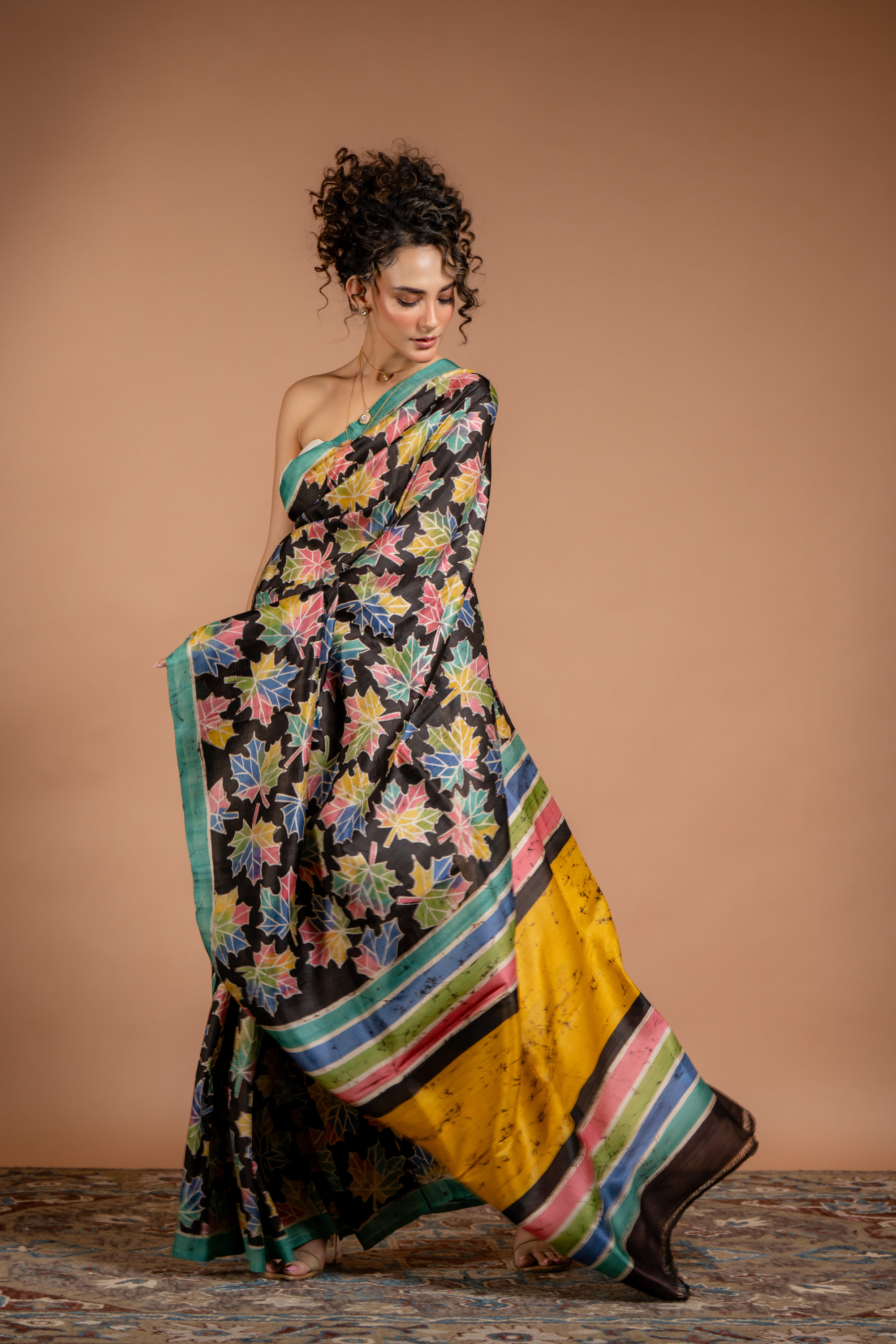 Midnight Maple Tussar Saree: The Artistry of Colour on Earthy Silk