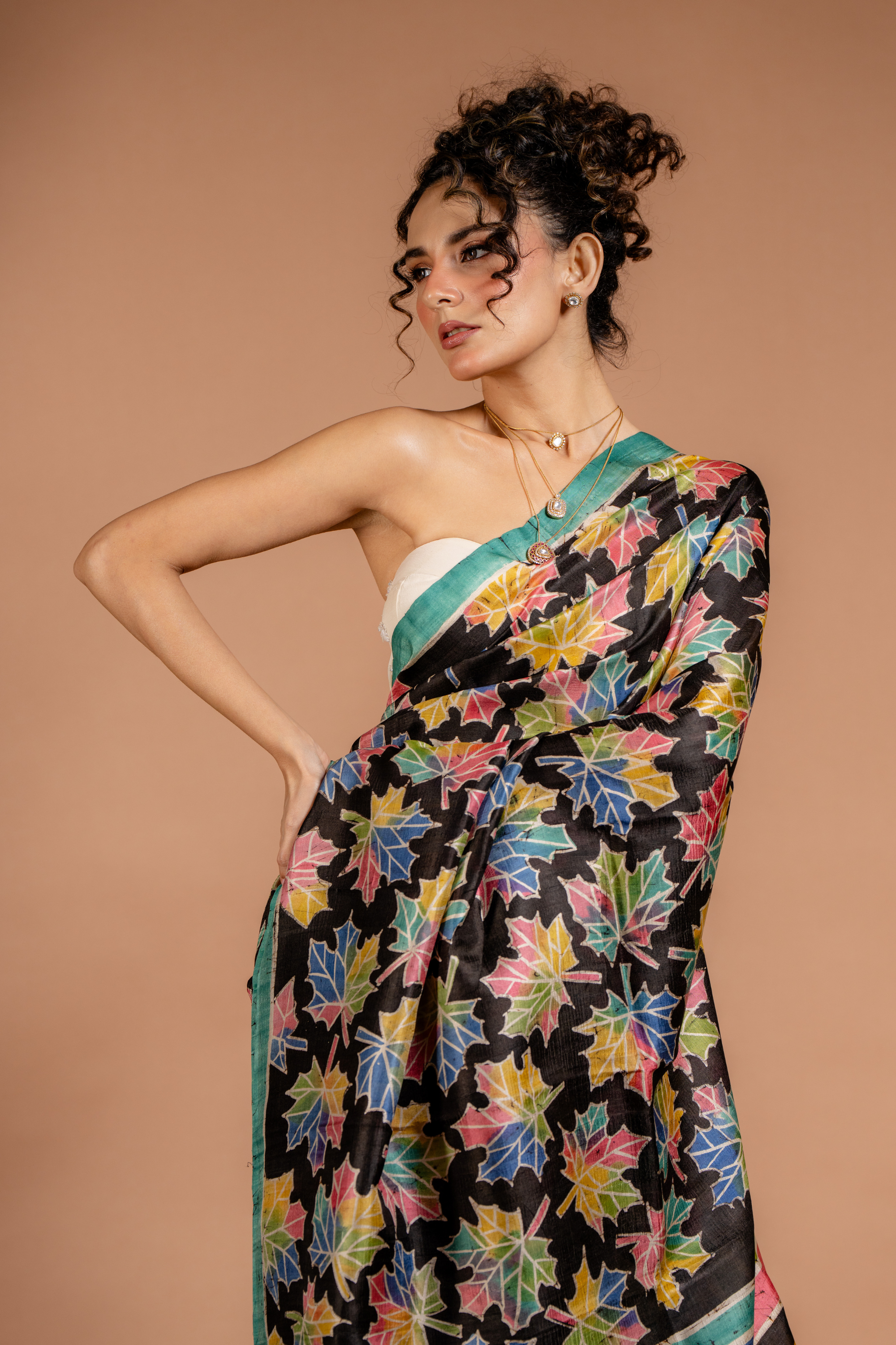 Midnight Maple Tussar Saree: The Artistry of Colour on Earthy Silk