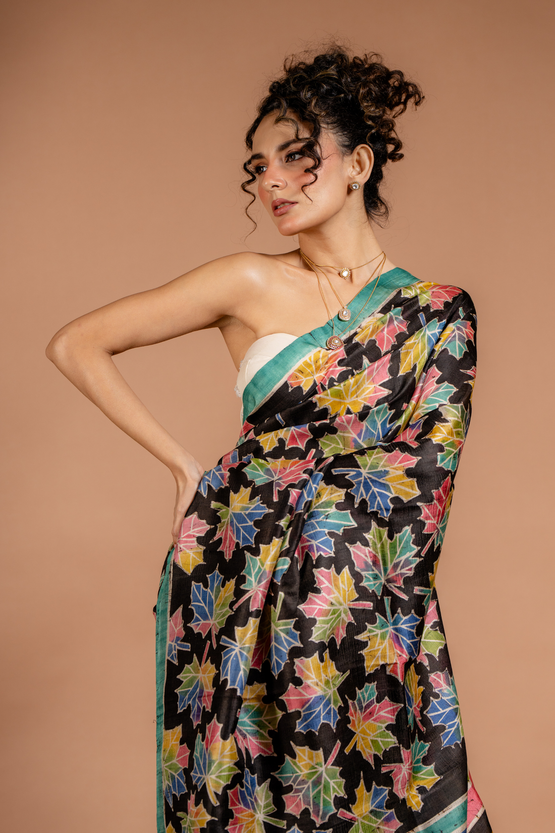 Midnight Maple Tussar Saree: The Artistry of Colour on Earthy Silk