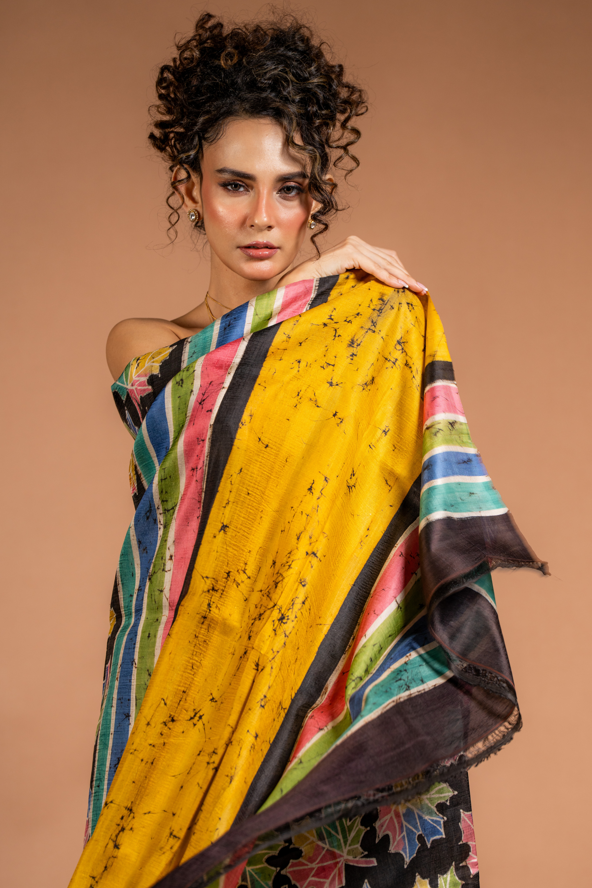 Midnight Maple Tussar Saree: The Artistry of Colour on Earthy Silk
