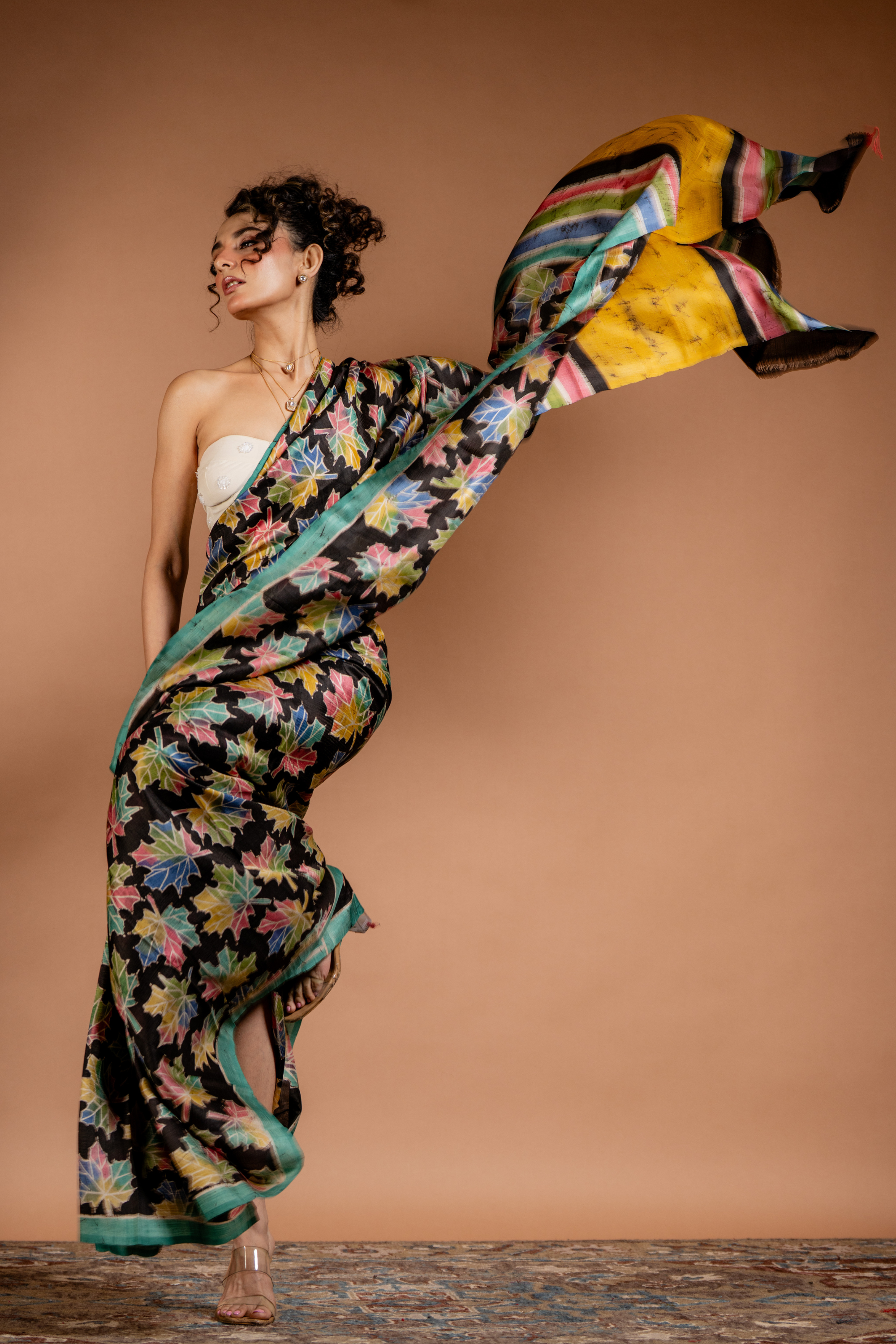 Midnight Maple Tussar Saree: The Artistry of Colour on Earthy Silk
