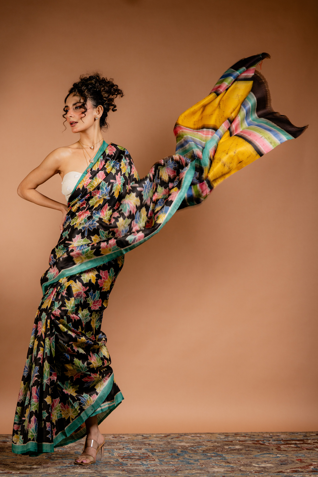 Midnight Maple Tussar Saree: The Artistry of Colour on Earthy Silk