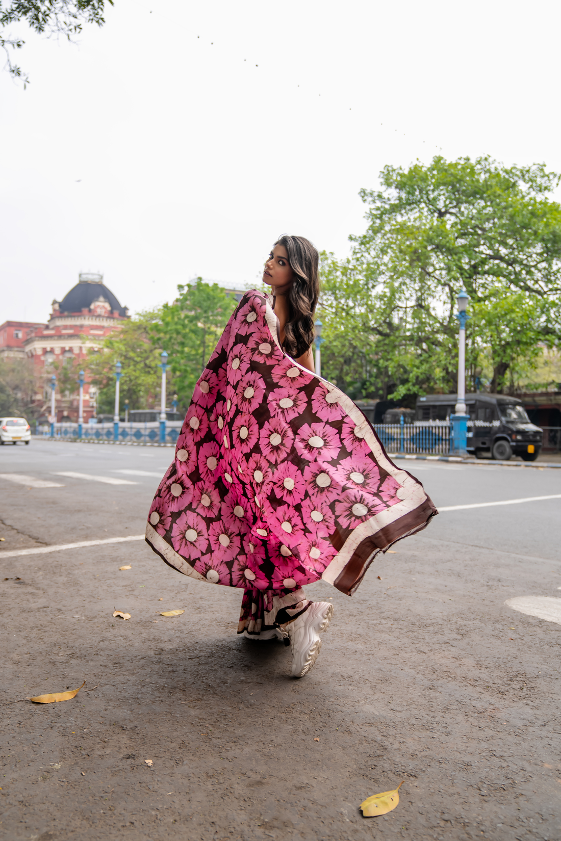 Rosy Petals Hand Block Print Saree: A Bloom of Vibrant Grace