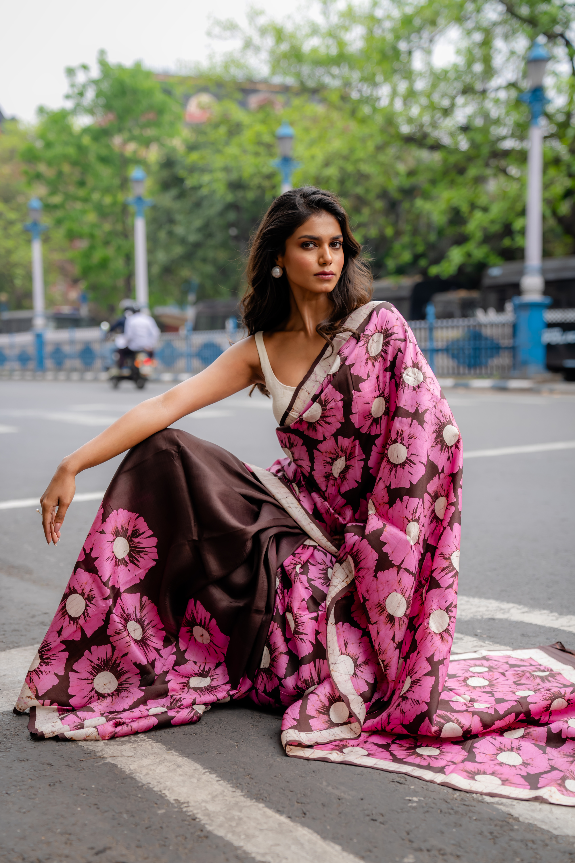 Rosy Petals Hand Block Print Saree: A Bloom of Vibrant Grace