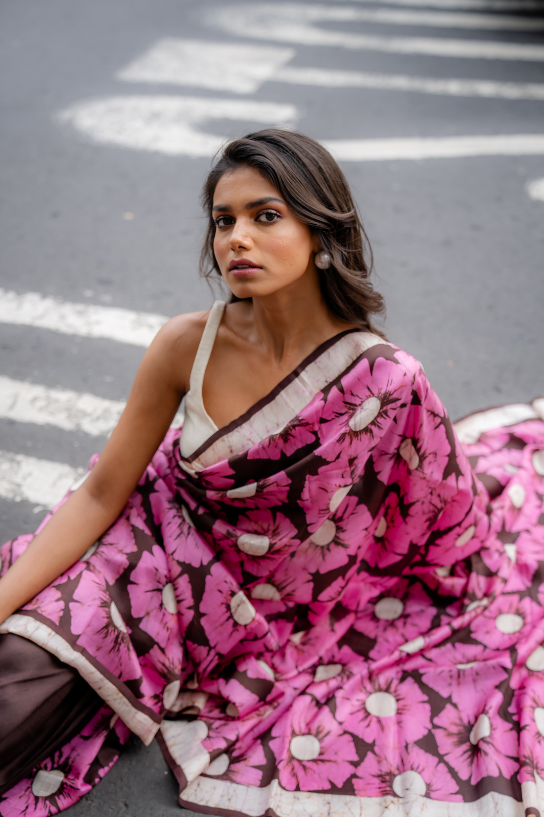 Rosy Petals Hand Block Print Saree: A Bloom of Vibrant Grace