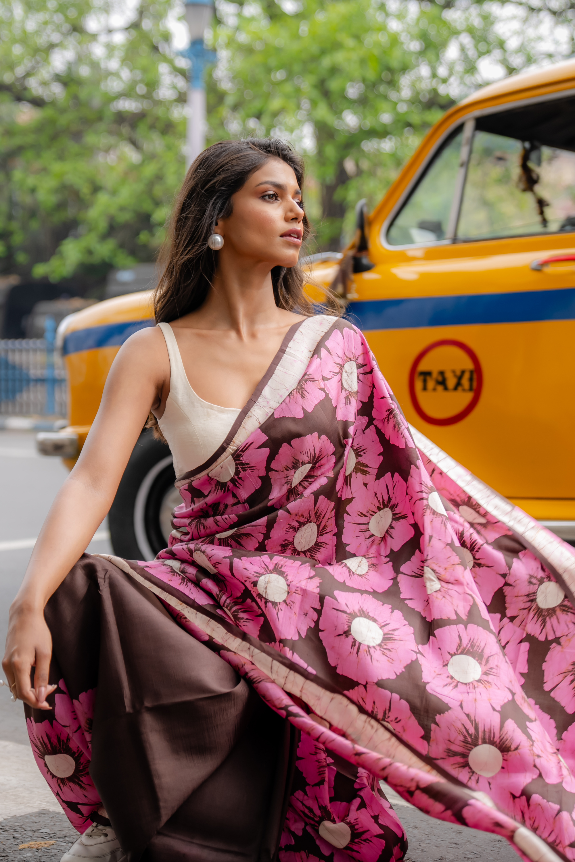 Rosy Petals Hand Block Print Saree: A Bloom of Vibrant Grace