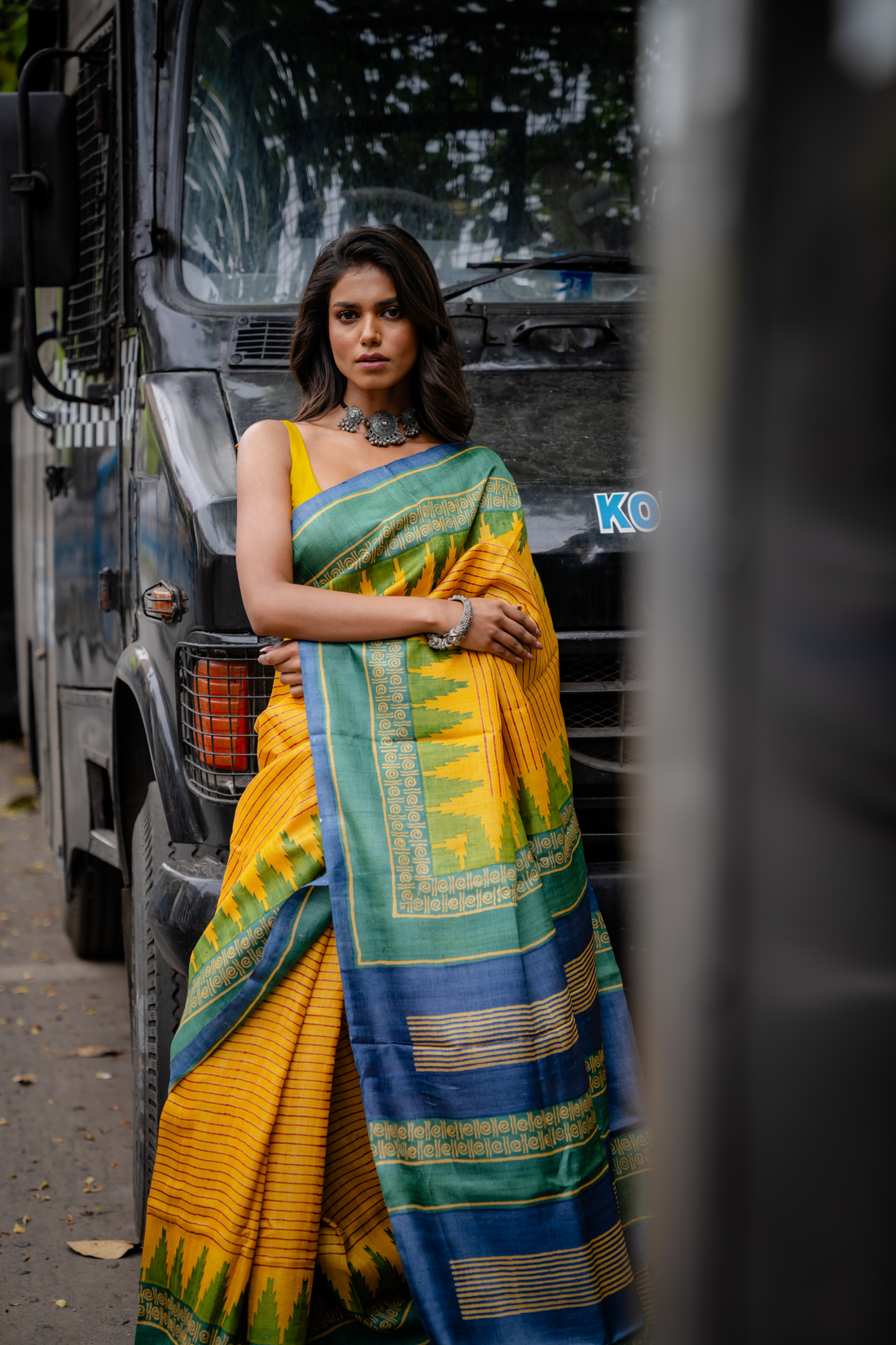 Saffron Horizon Hand Block Print Saree: Sunlit Tradition