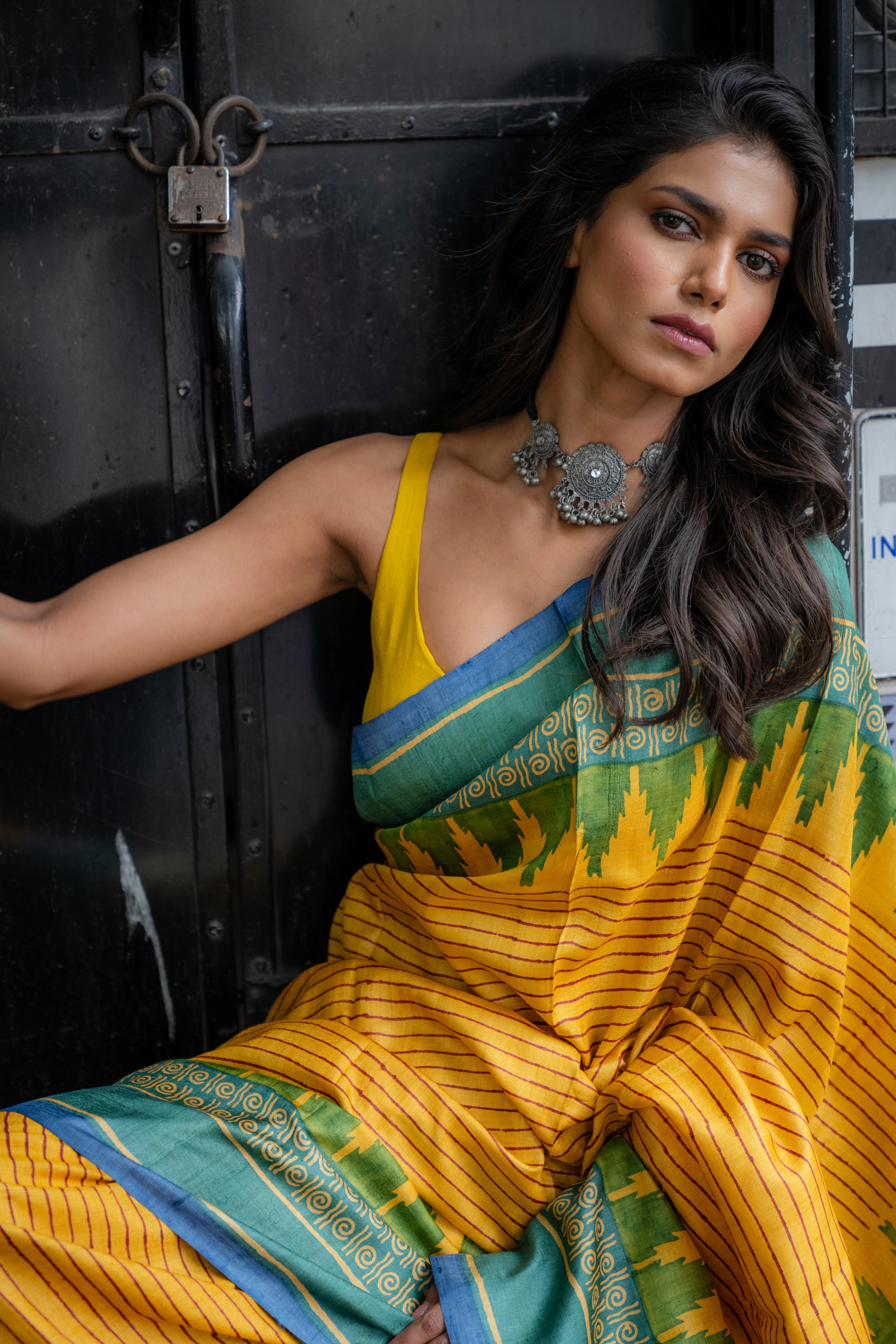 Saffron Horizon Hand Block Print Saree: Sunlit Tradition