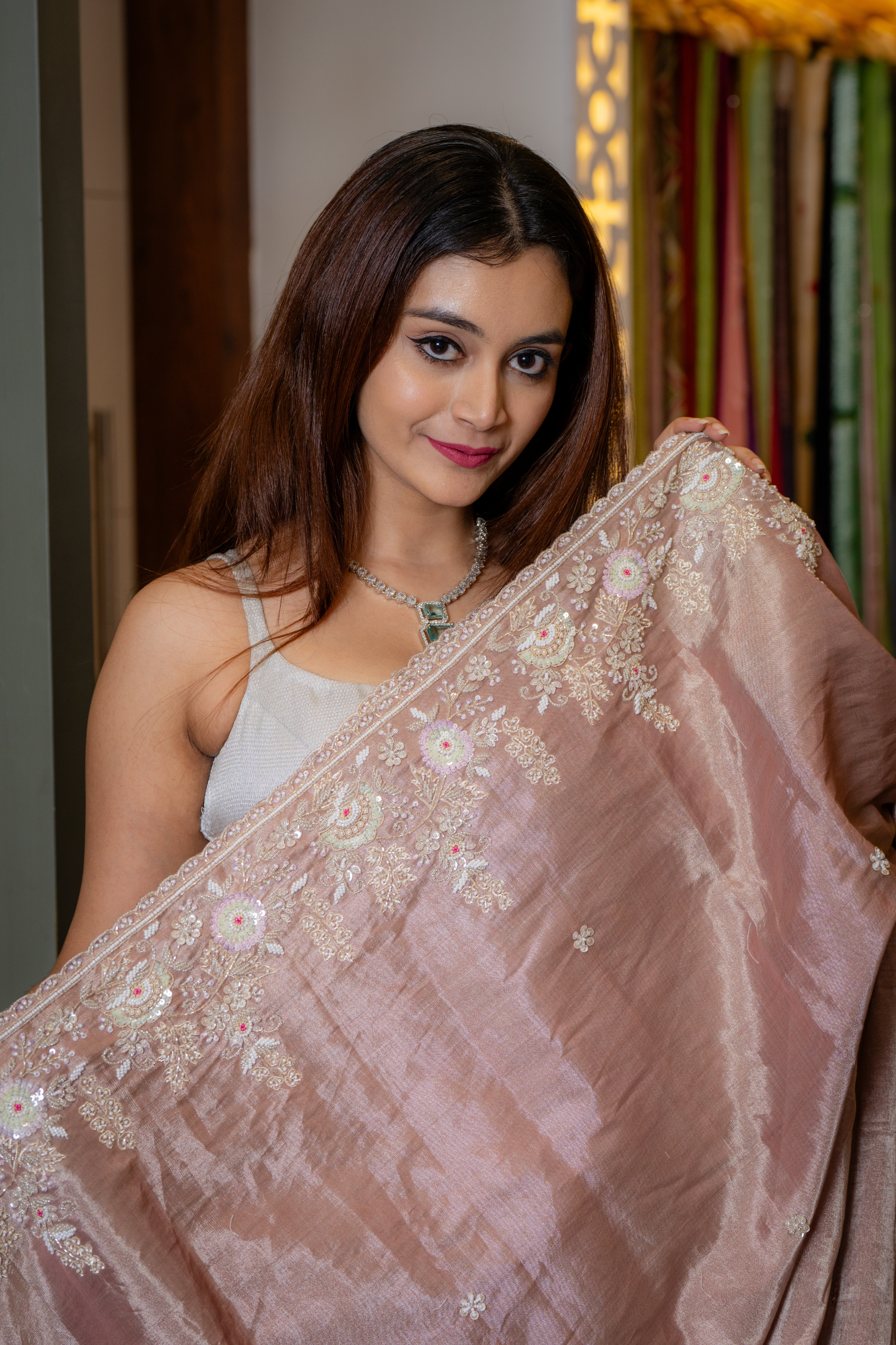 Rose Blush: Hand-Finished Silk with Ethereal Detail