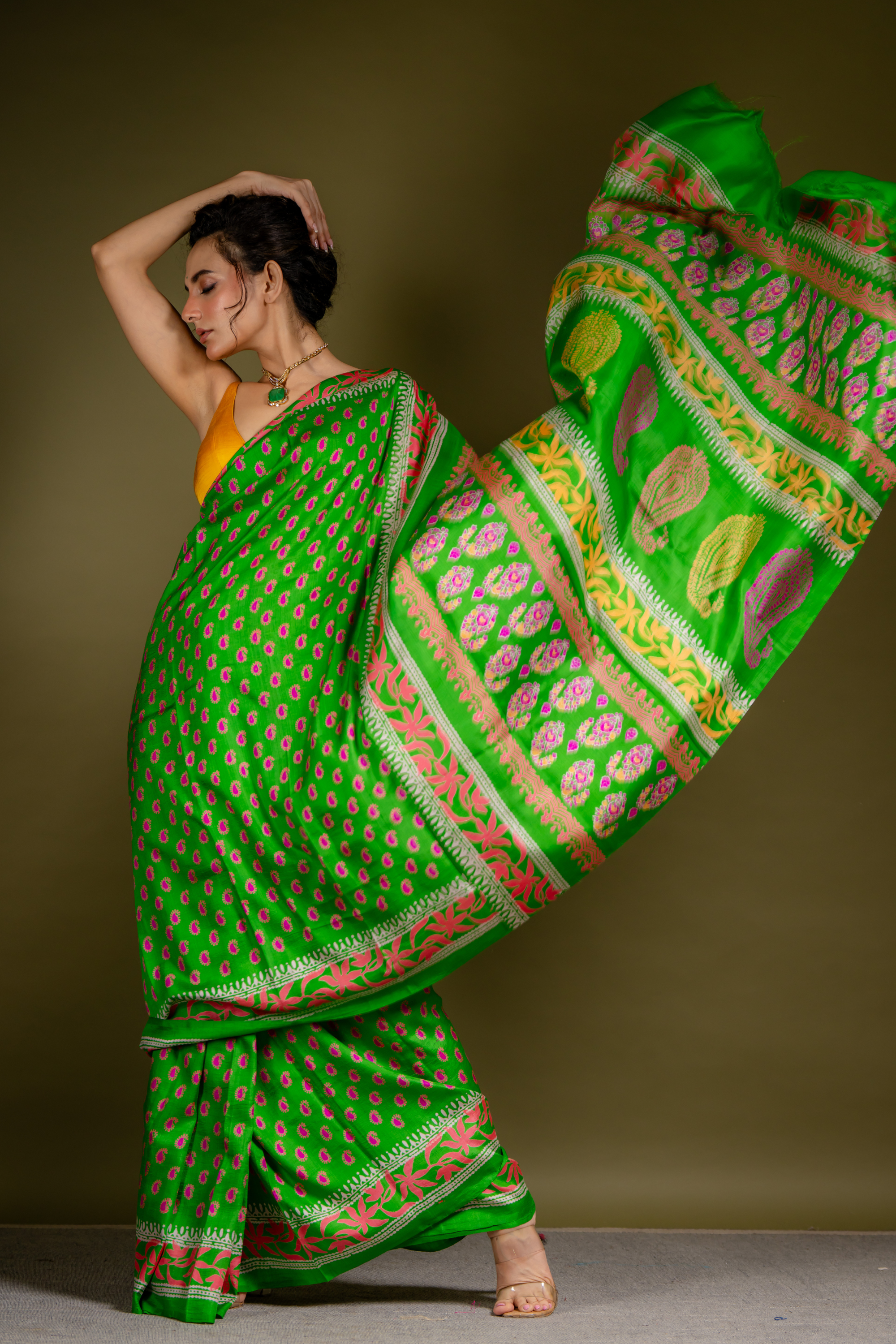 Mehfil-E-Panna Silk Saree: A Celebration of Vibrance and Heritage